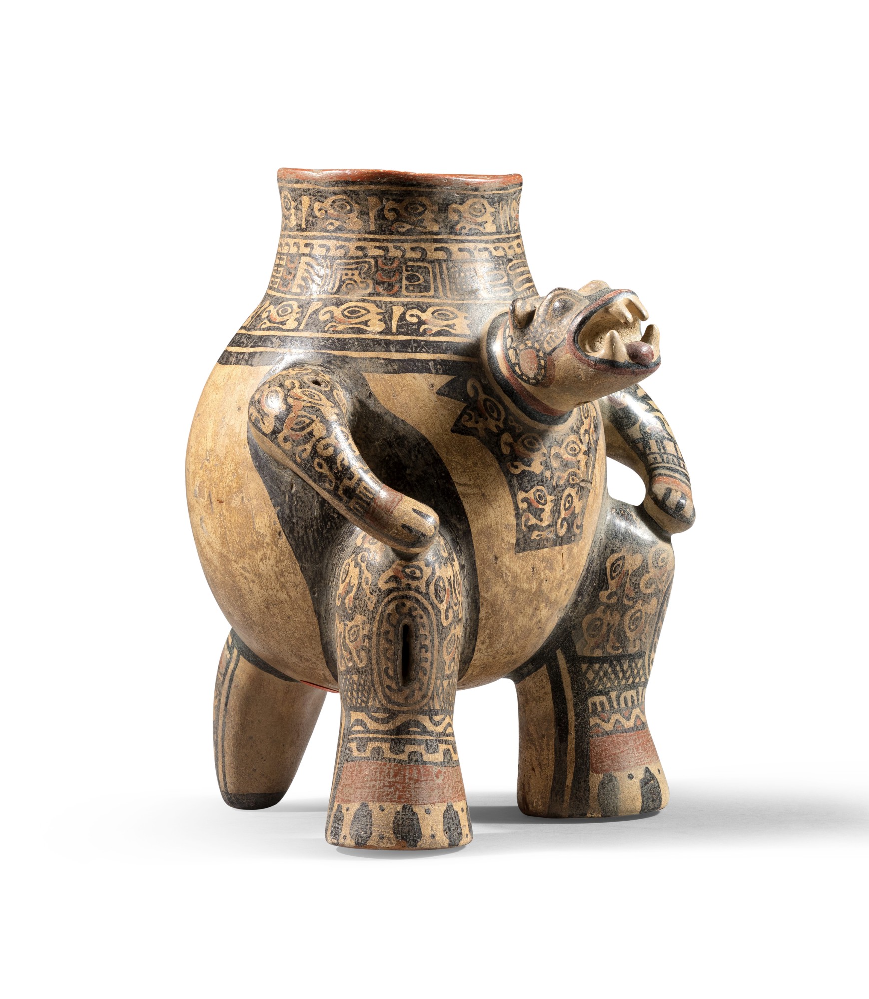 Unknown — Costa Rican polychrome jaguar vessel, Nicoya/Guanacaste