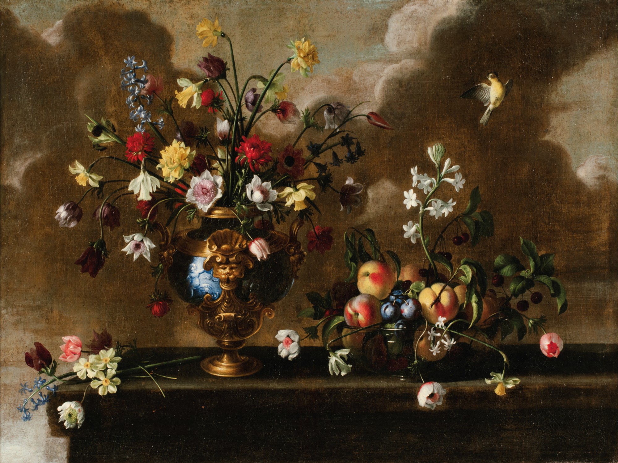 Antonio Ponce — Still life with flowers and fruits