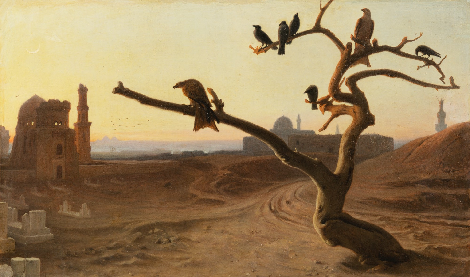 Jean-Jules-Antoine Lecomte du Nouÿ — An orientalist landscape with raptors