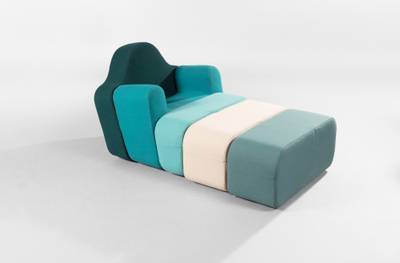 Fauteuil Custom Slice et deux ottomans