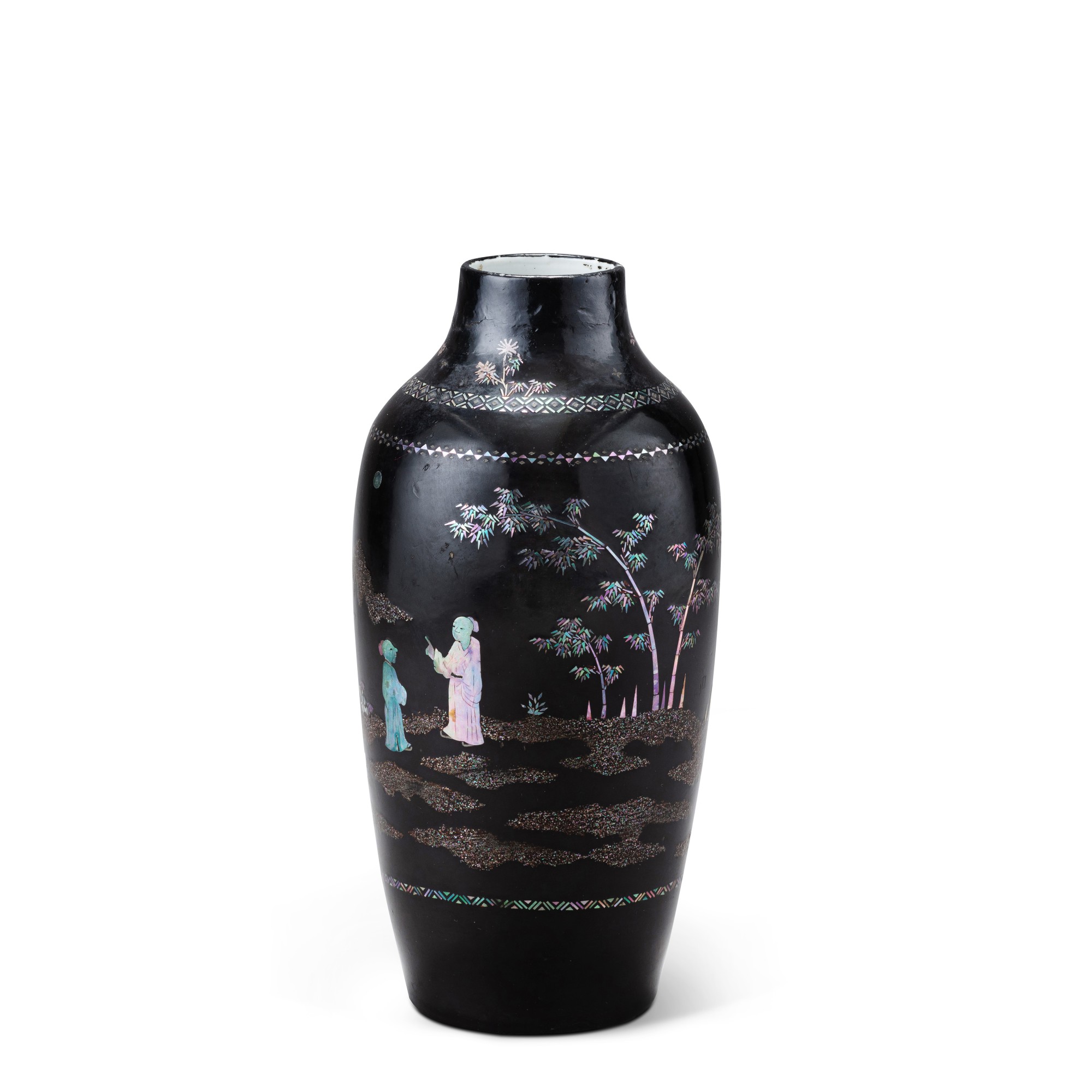 Unknown (Historical) — 清十八世紀早期 黑漆嵌螺鈿人物故事紋瓶