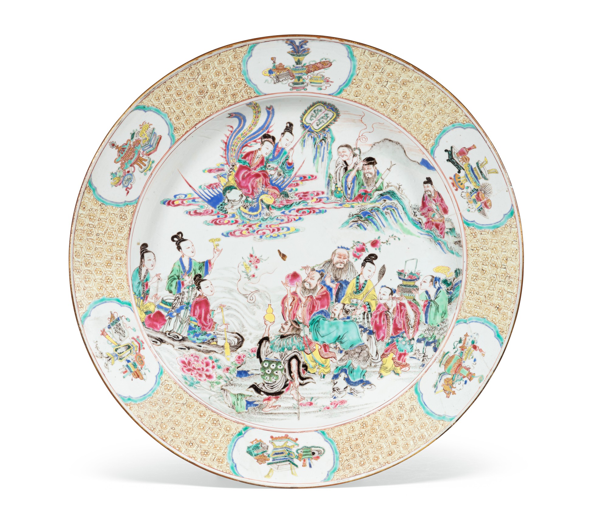 Unknown (Historical) — 清十八世紀 粉彩群仙祝壽圖折沿大盤