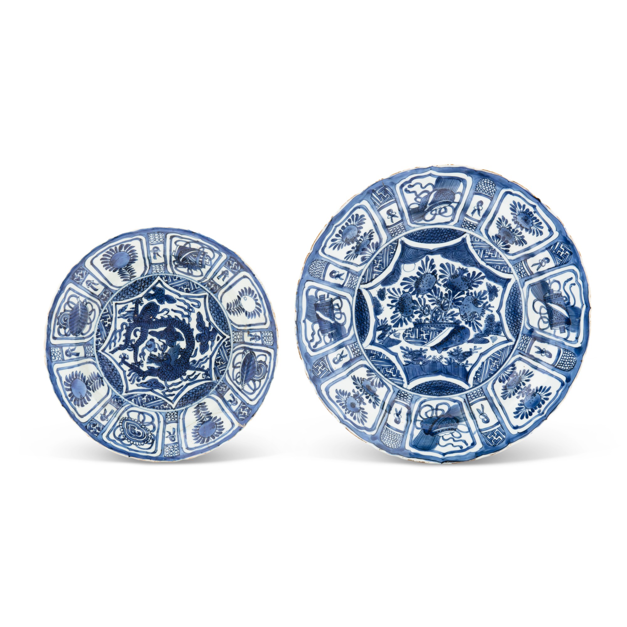 Two blue and white 'Kraak' dishes