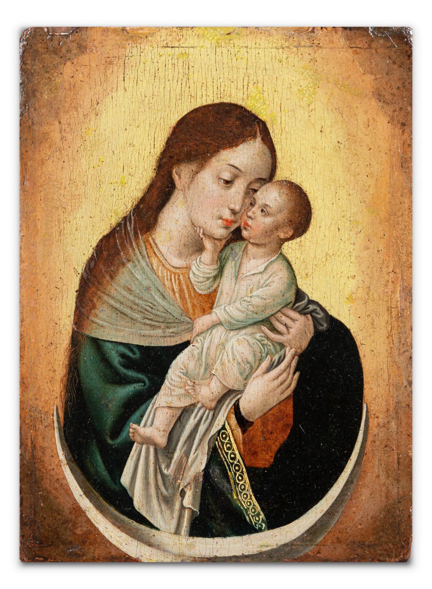 Circle of the Master of the Female Half-Lengths — Entourage du Maître des demi-figures féminines, Vierge à l'Enfant sur un croissant de lune