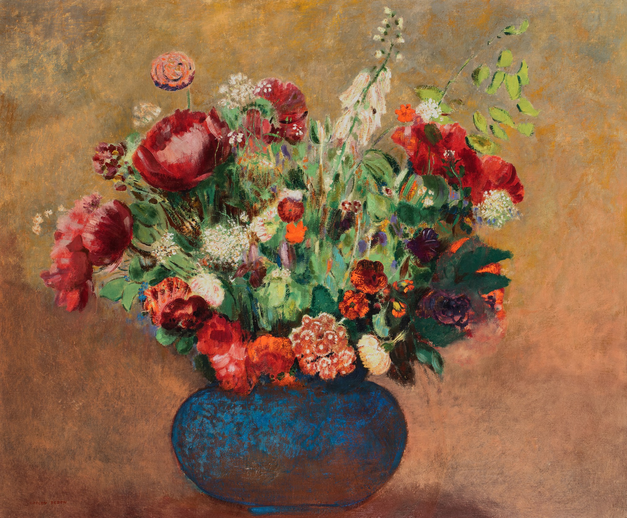 Pavots et œillets de poète dans un vase