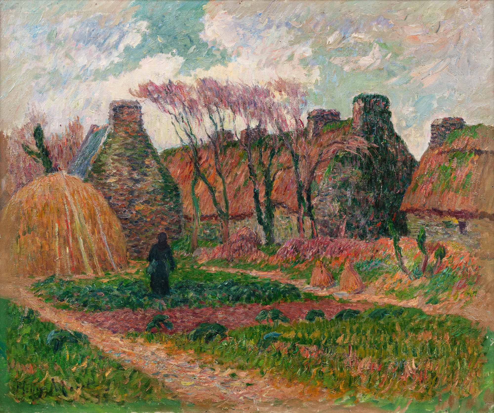 Henry Moret — Chaumières en Bretagne, couleurs d'automne