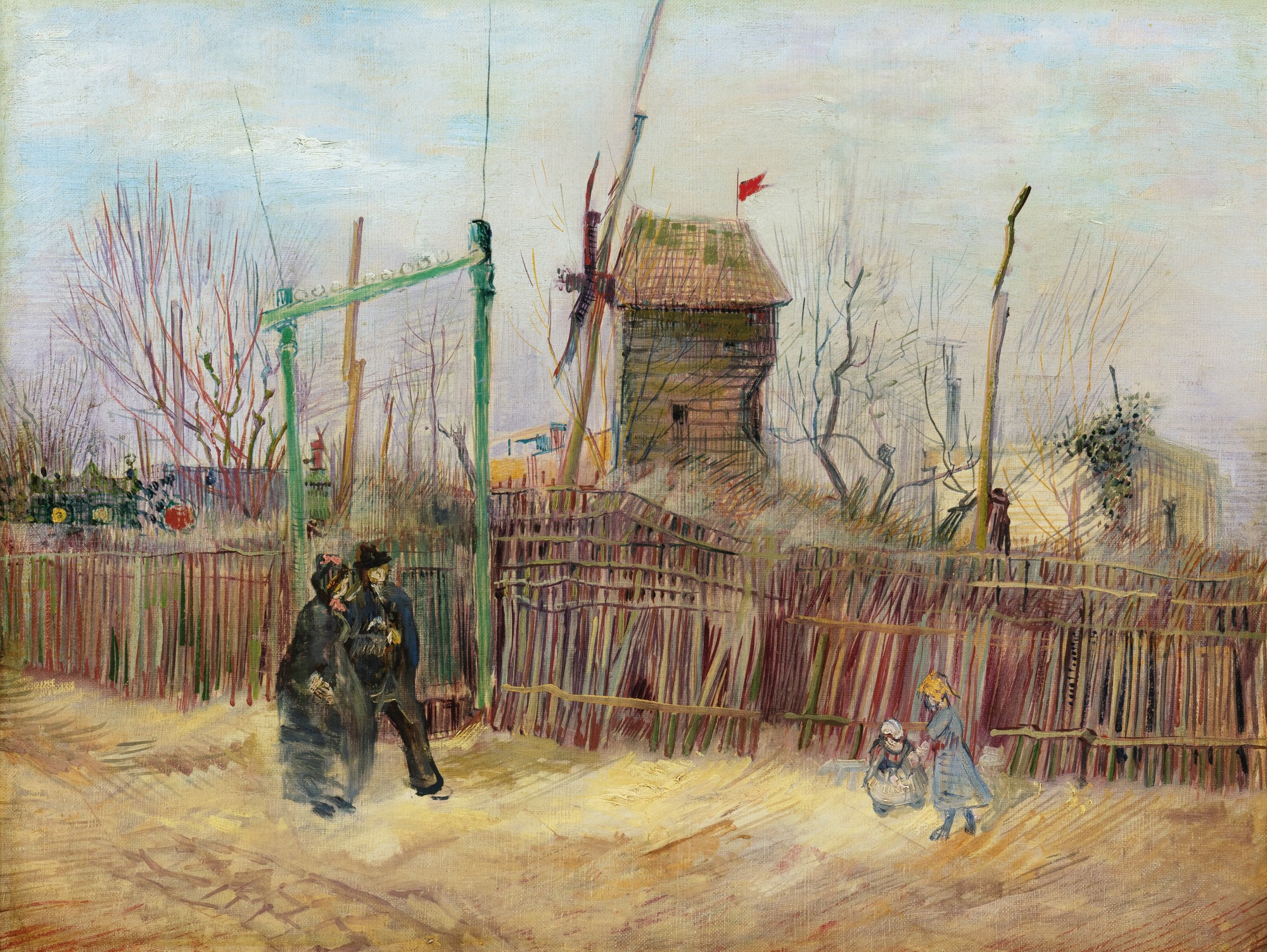 Scène de rue à Montmartre (Impasse des Deux Frères et le Moulin à Poivre)      