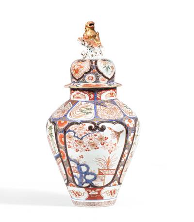 An Imari baluster vase and cover