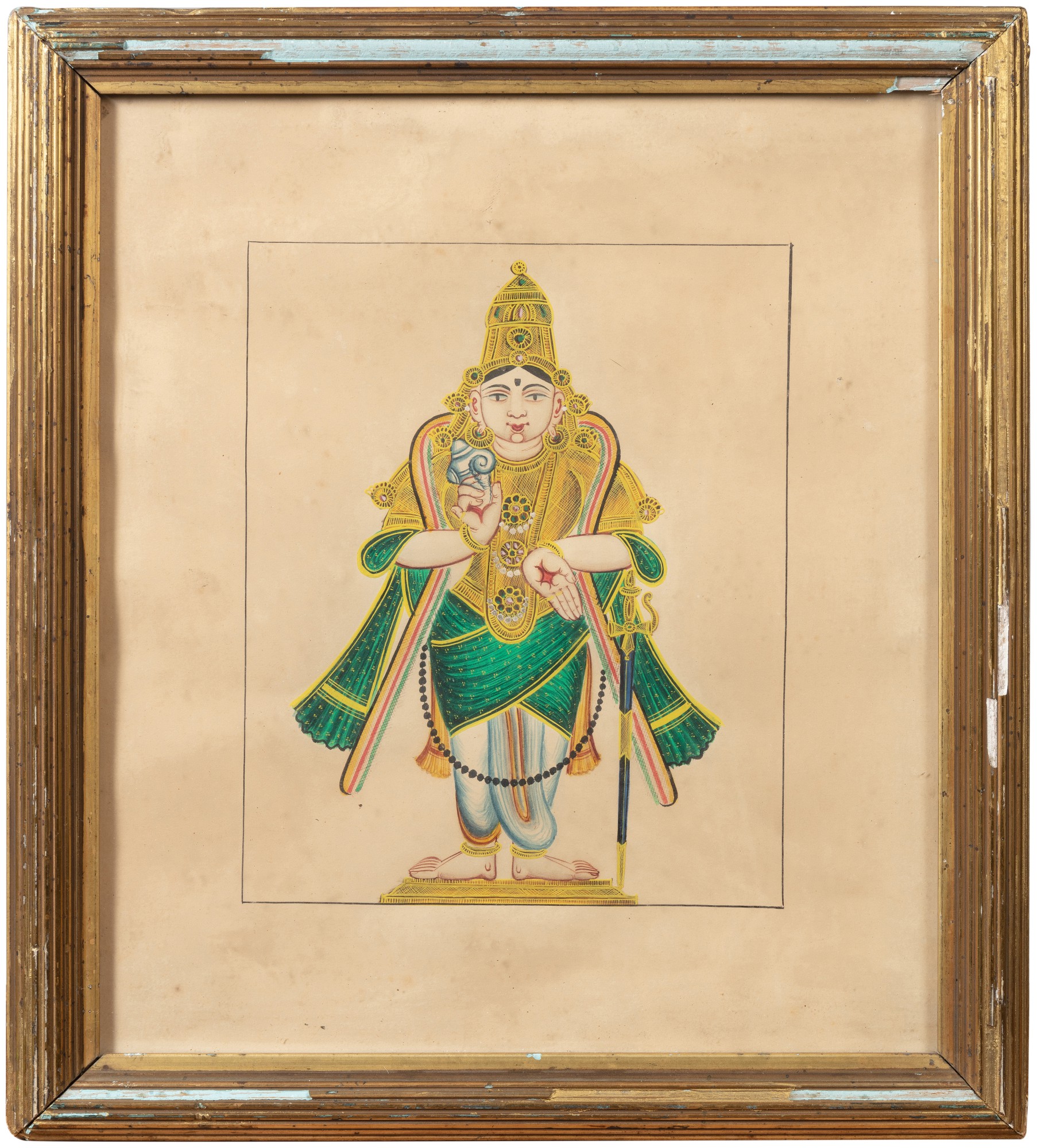 A group of seven paintings, French school, circa 1900 — 約1900年 印度人物故事圖 一組七幀 設色紙本 鏡框