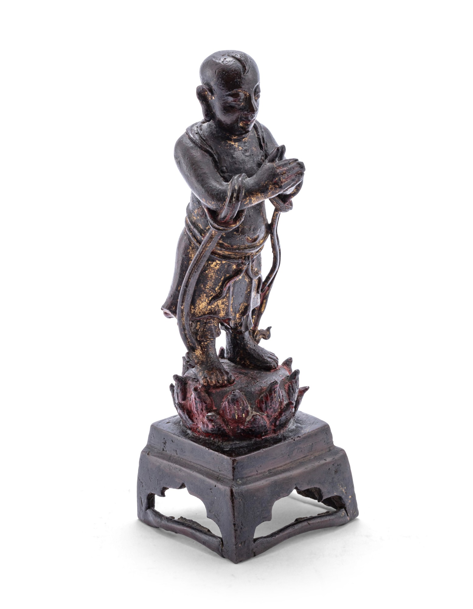 A bronze figure of a praying attendant — 明十七世紀 銅佛教人物立像
