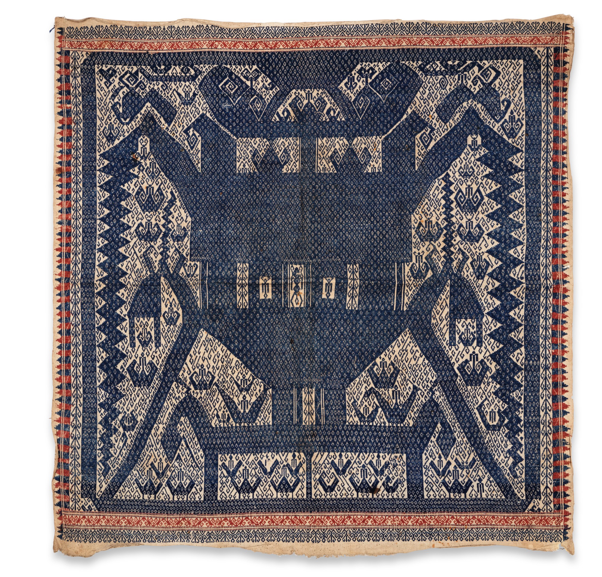 Unknown — Three ceremonial hanging "ship clothes" tampan, Lampung, Sumatra, Indonesia, about 1900