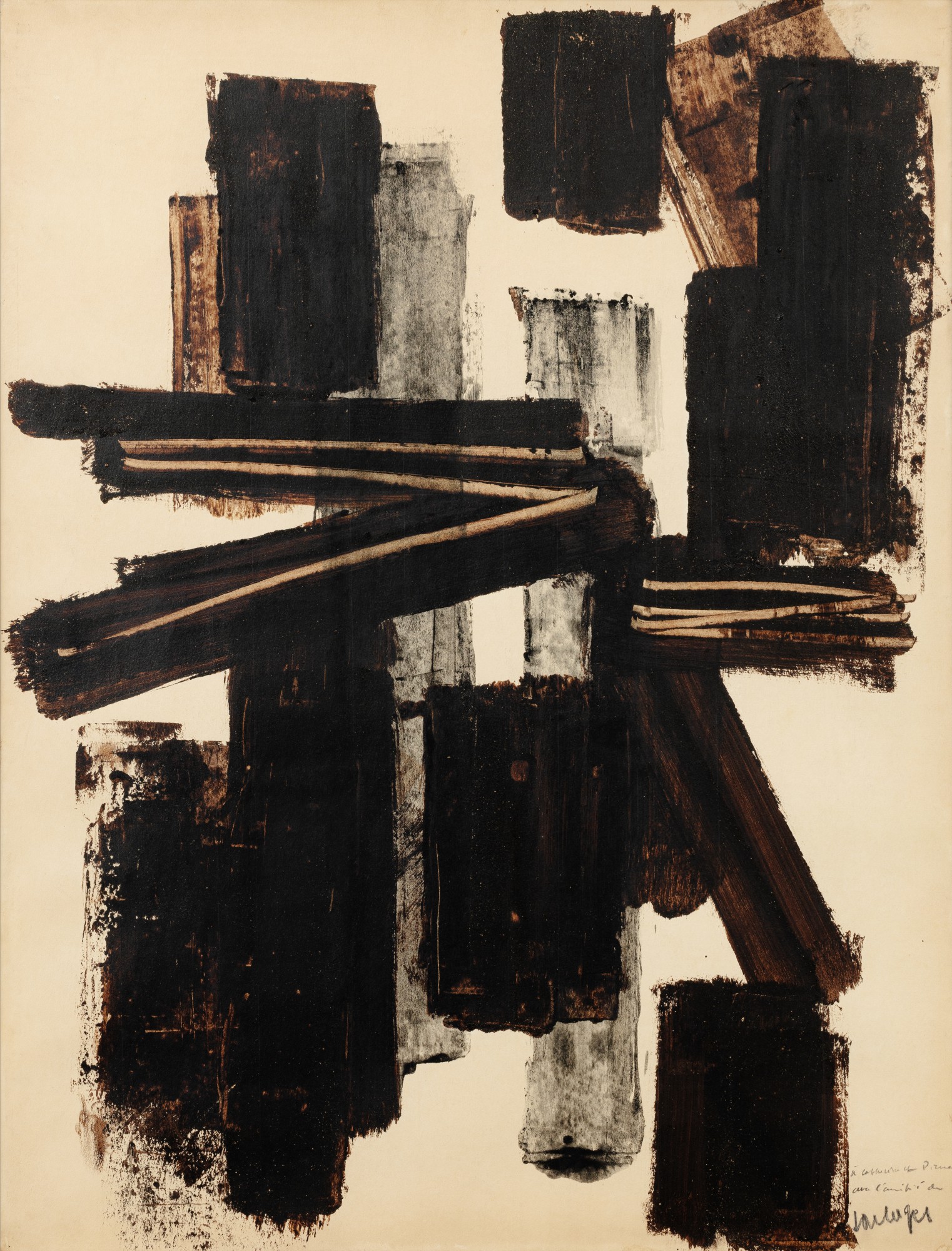 Pierre Soulages — Brou de noix sur papier, 64 x 49,5 cm, 1950