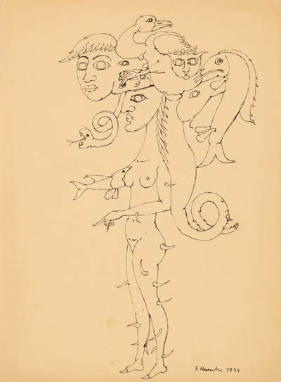 Femme à la coiffe (Variation originale autour du thème de la femme rose-croix), novembre 1944    