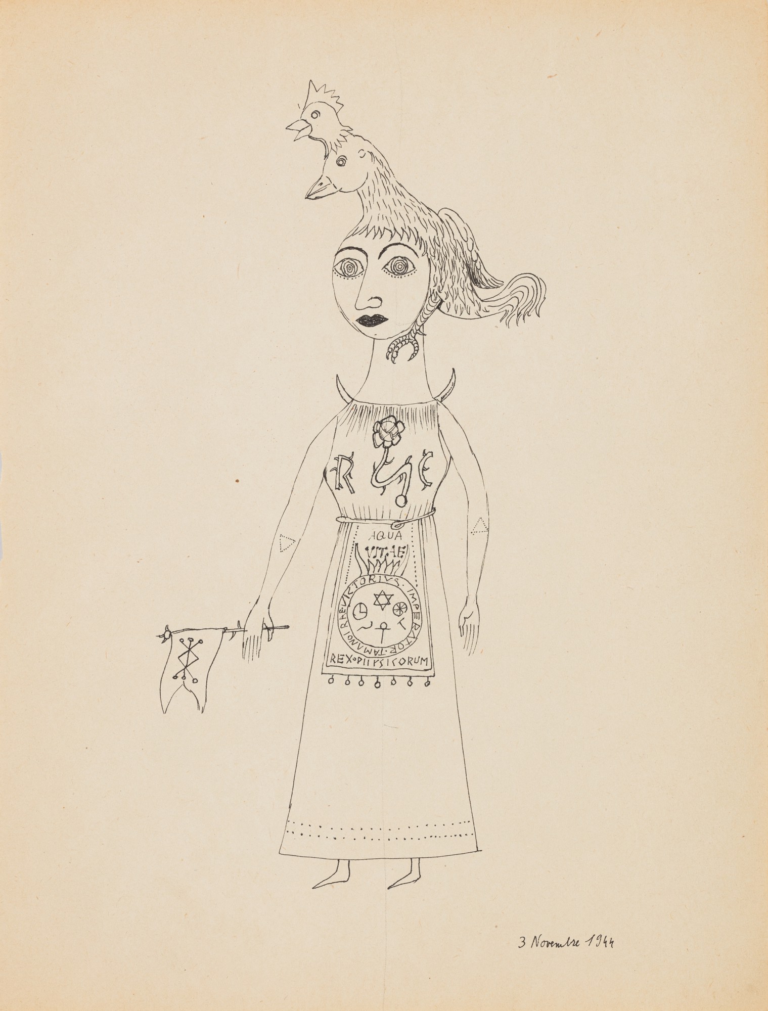 Femme au tablier (Variation originale autour du thème de la femme rose-croix)    