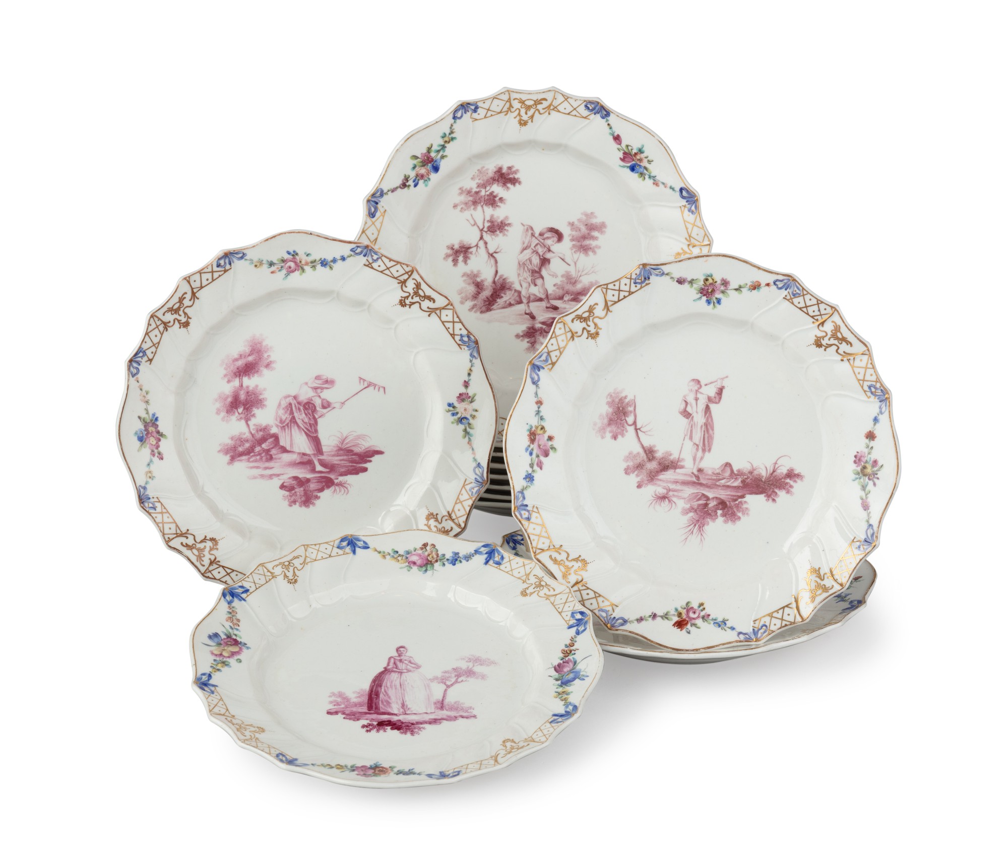 Unknown — Partie de service en porcelaine probablement de Tournai, décoré à La Haye, fin du XVIIIe siècle