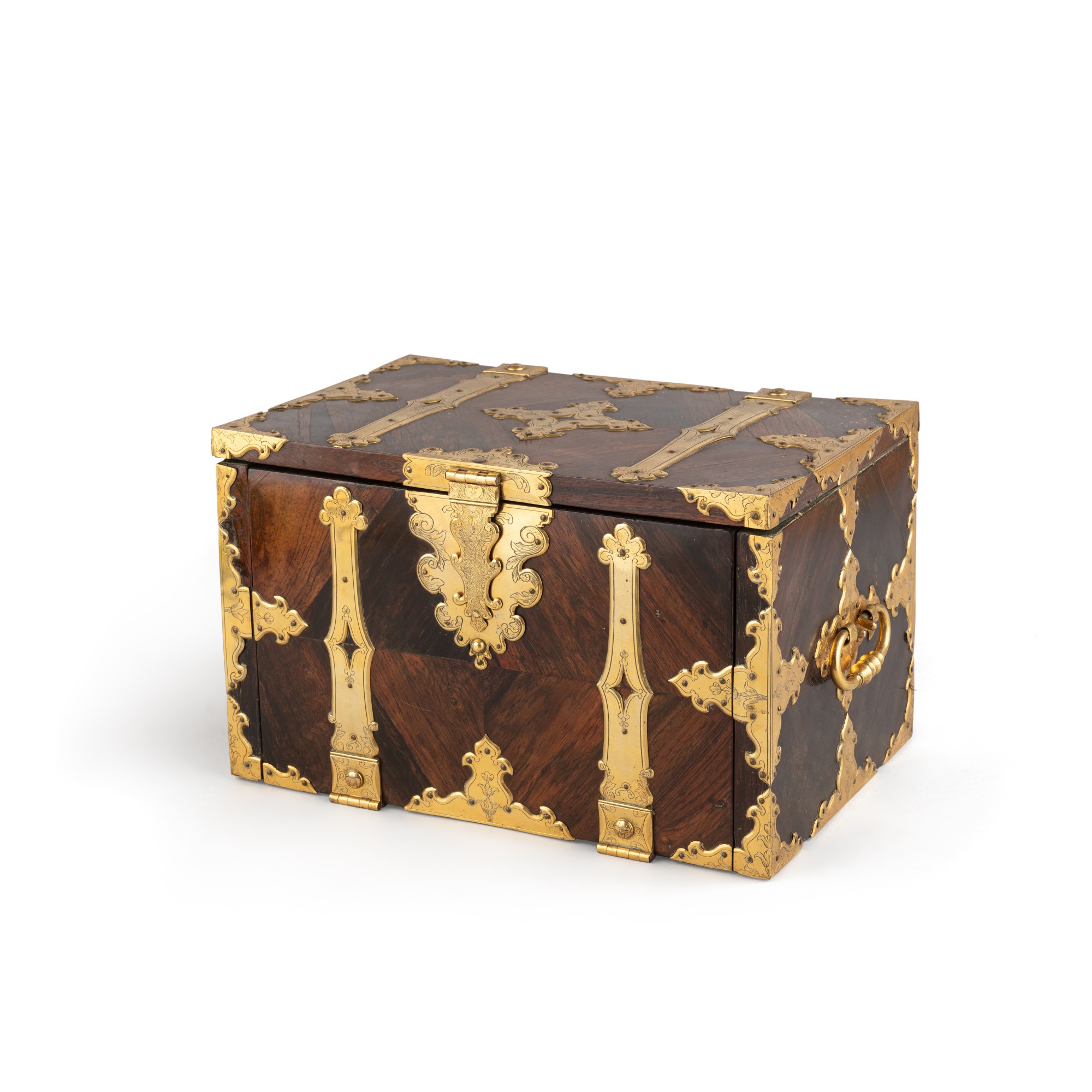 Unknown — Coffret en bois de placage, cuivre doré et gravé, d'époque Louis XV, XVIIIeme siècle, vers 1730