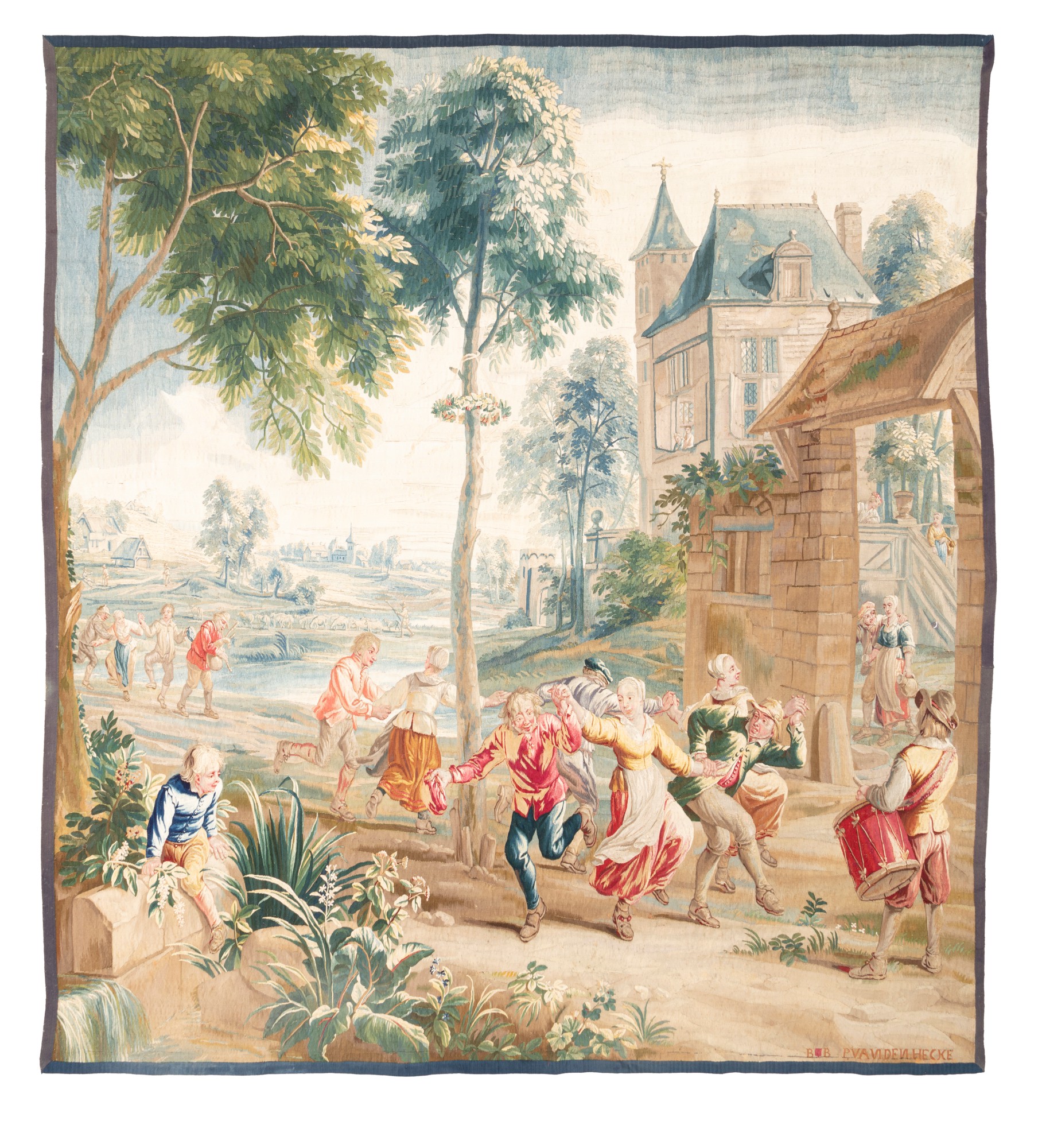 Unknown — Tapisserie danse autour du arbre de mai, tapisserie "Teniers", Bruxelles, atelier Peter van den Hecke, d'après Jan van Orley