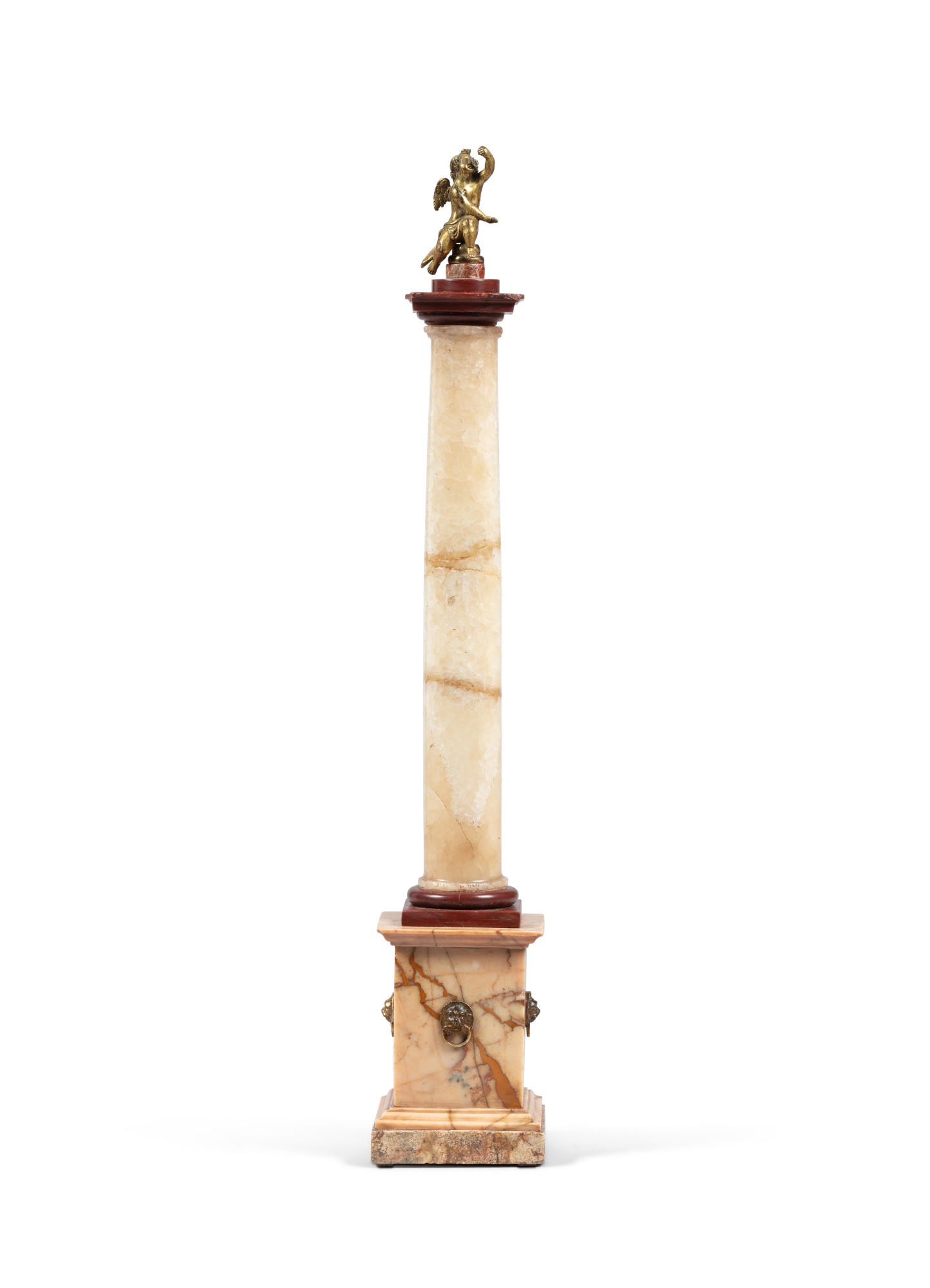 An alabaster and marble column, Italian, late 18th century — Colonne en marbres et albatre, travail Italien, fin du XVIIIeme siècle