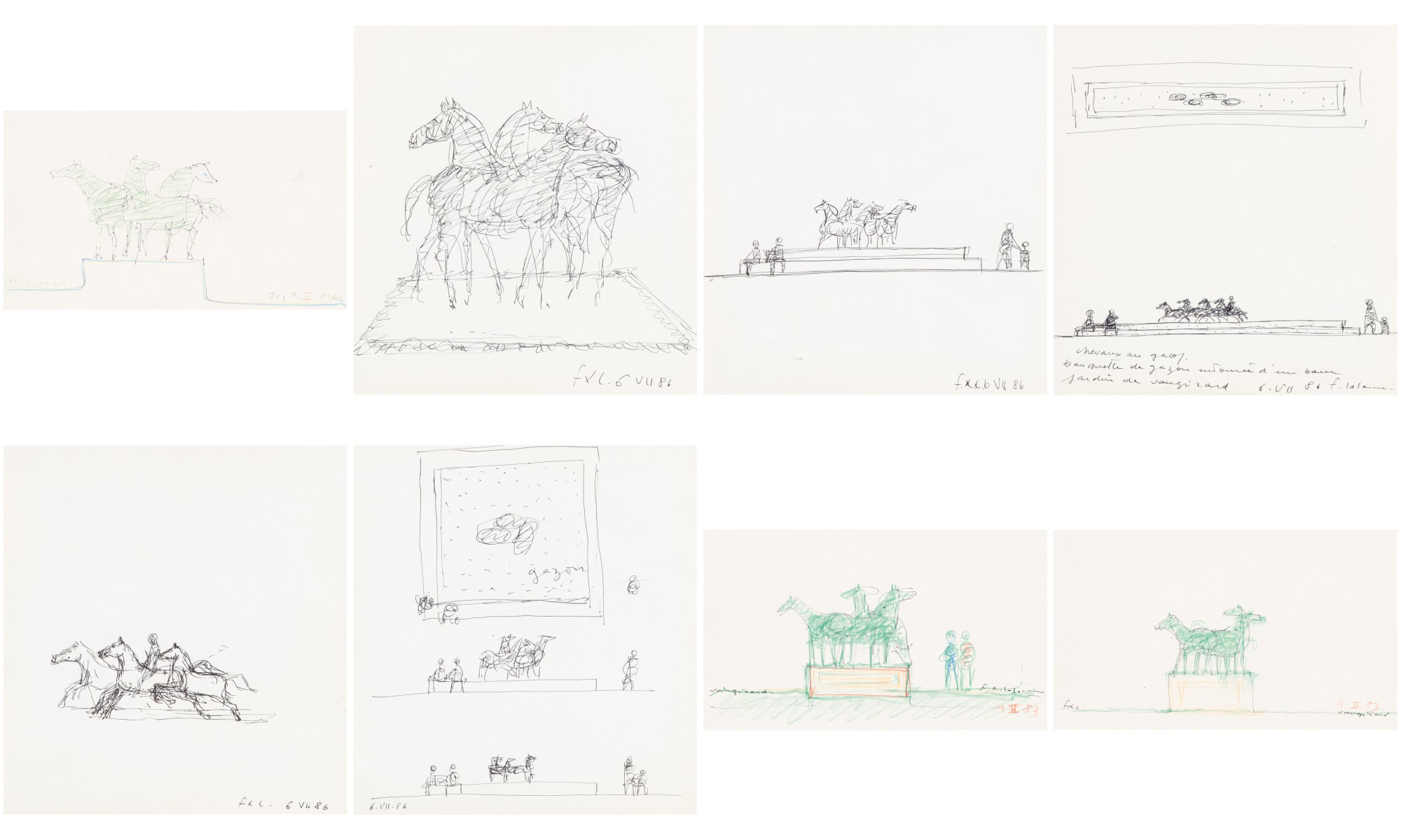 François-Xavier Lalanne — Huit études de projet pour le jardin de Vaugirard
