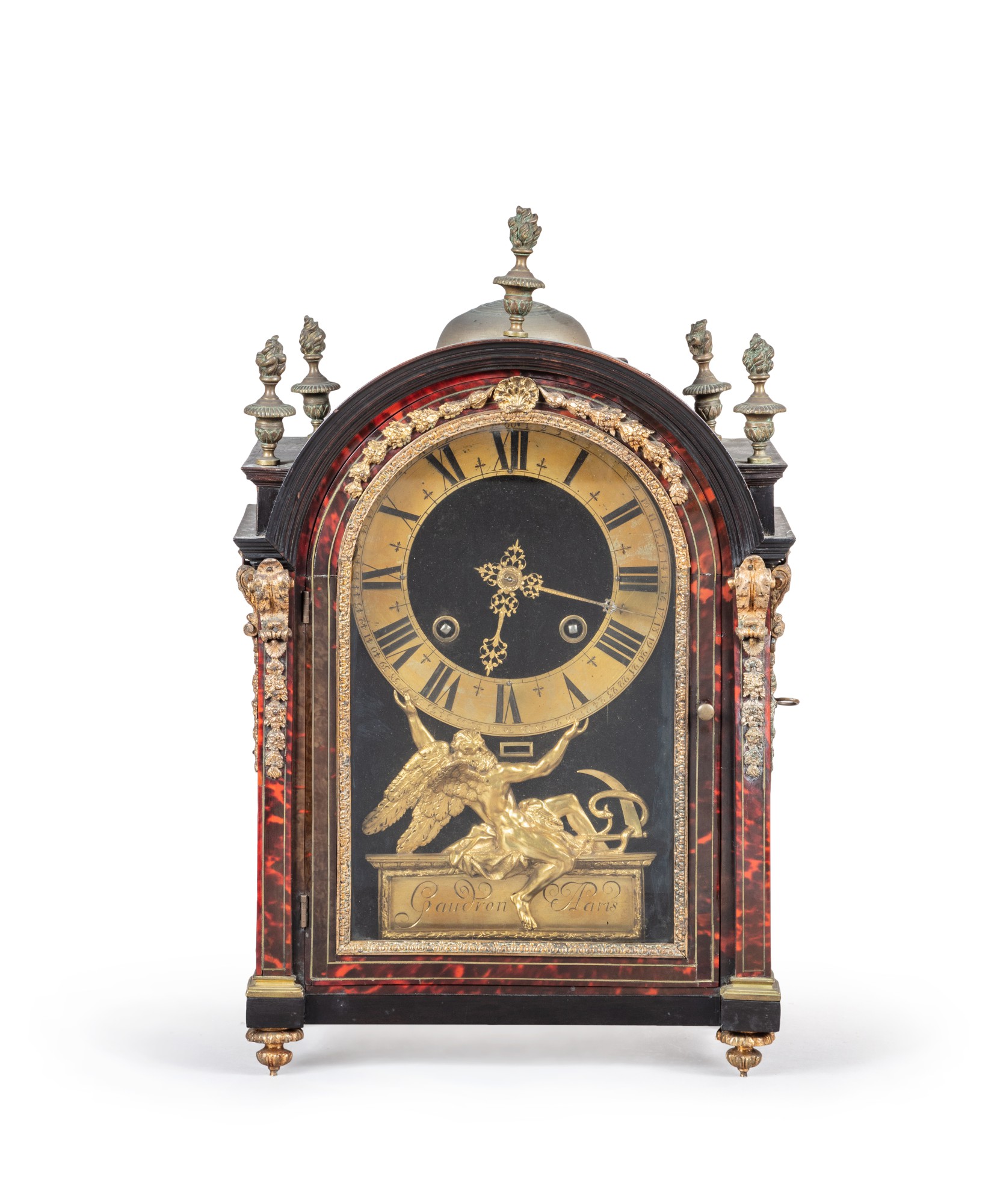 Unknown (Historical) — Pendule religieuse en bois noirci, laiton et corne teintée d'époque Louis XIV, vers 1700