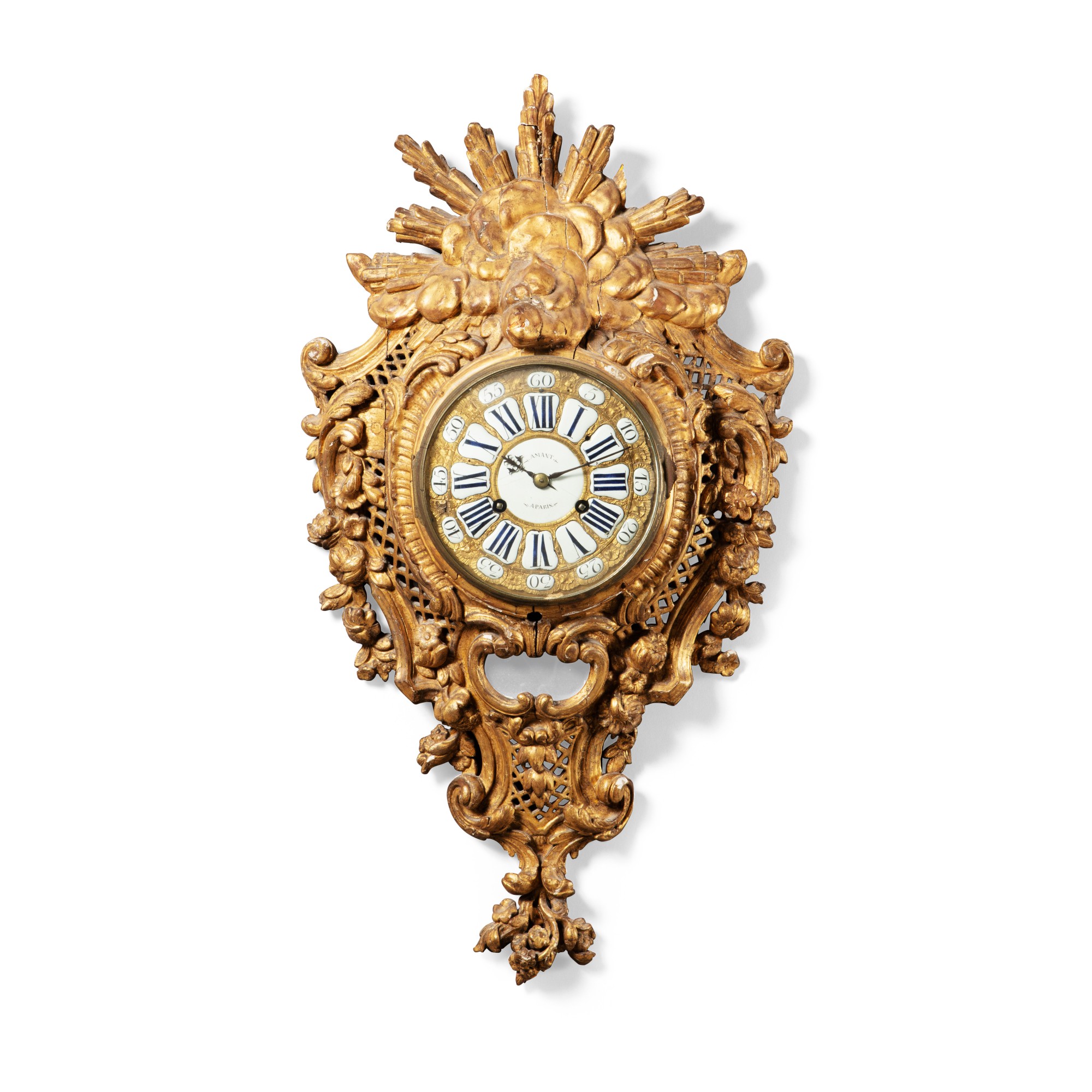 Unknown — Cartel en bois doré du début de l'époque Louis XV, vers 1730