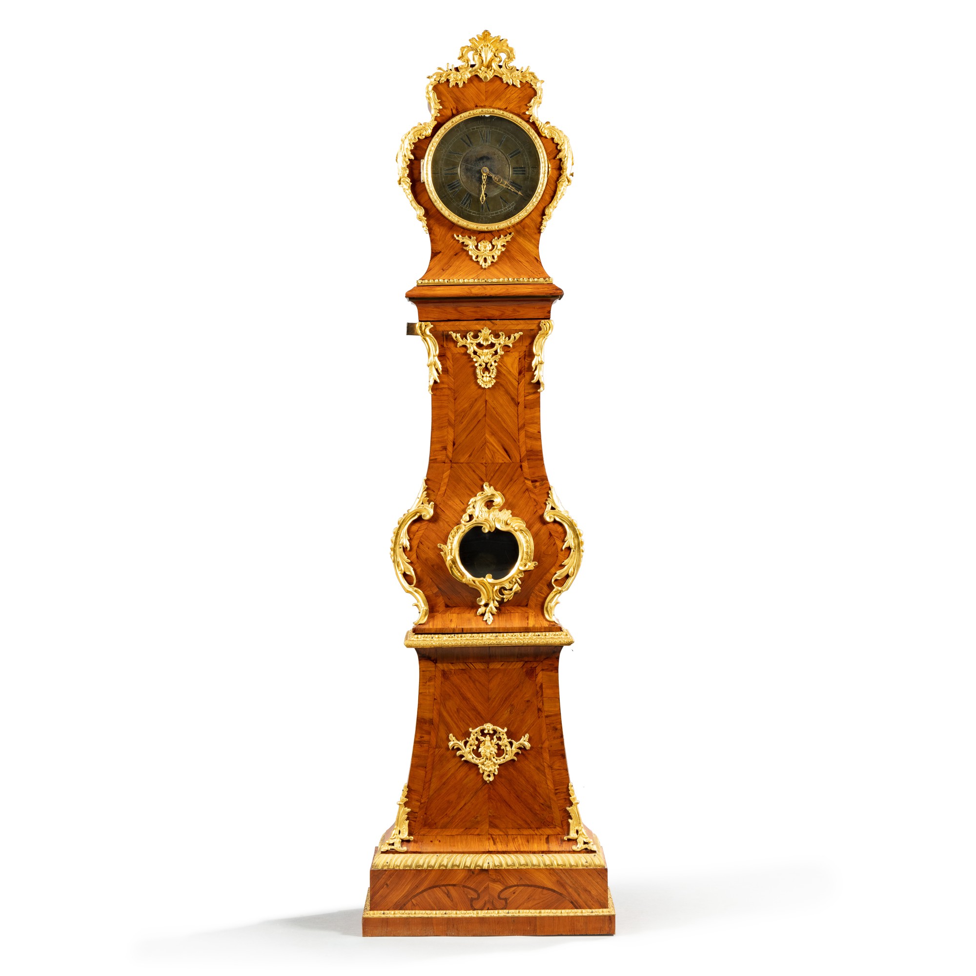 Unknown — Régulateur de parquet en placage de bois de violette, bois de rose et monture de bronze doré d'époque Louis XV, vers 1750, estampille de Jacques Dubois