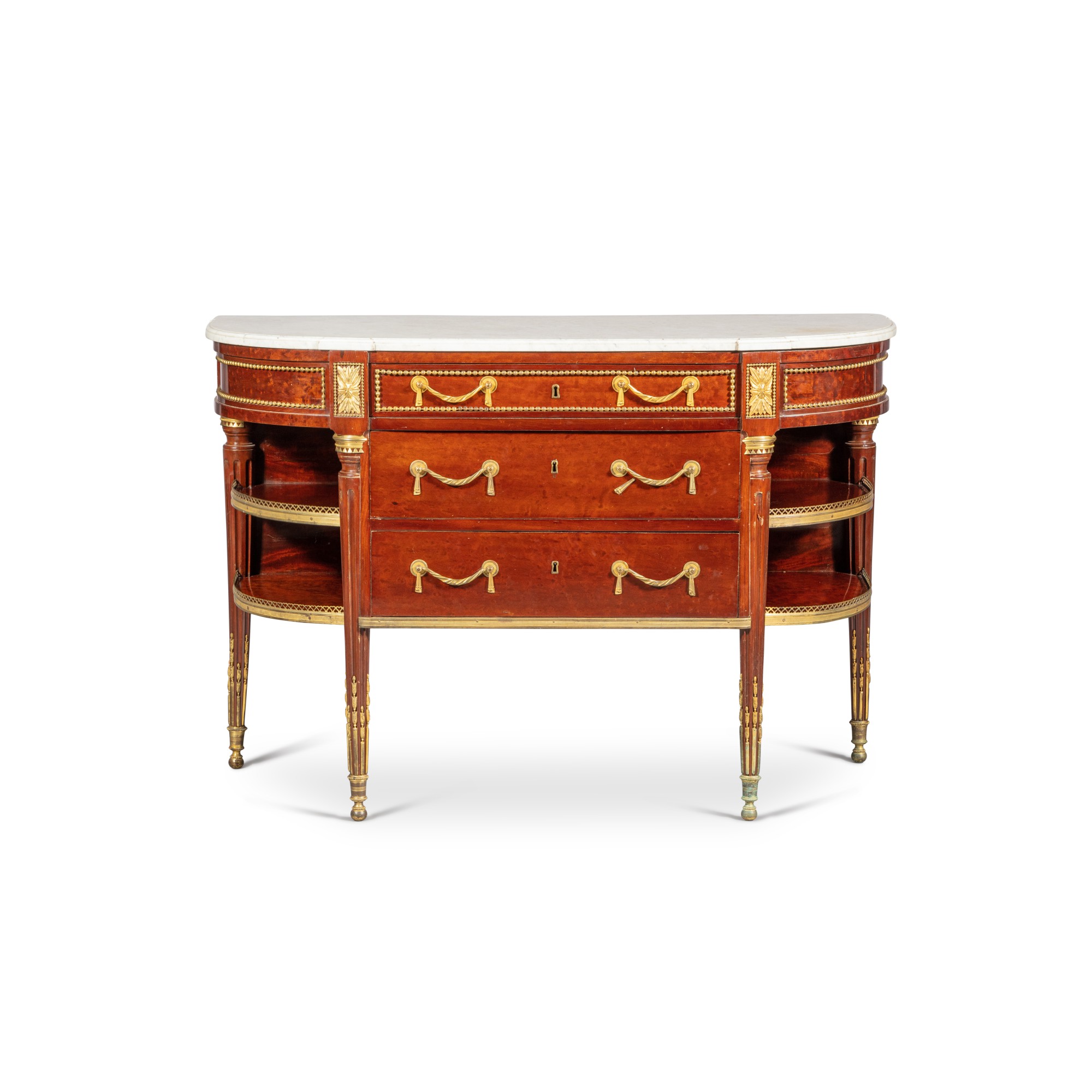 Unknown (Historical) — Console commode en placage d’acajou et monture de bronze doré d’époque Louis XVI, vers 1780, estampille de Charles Krier