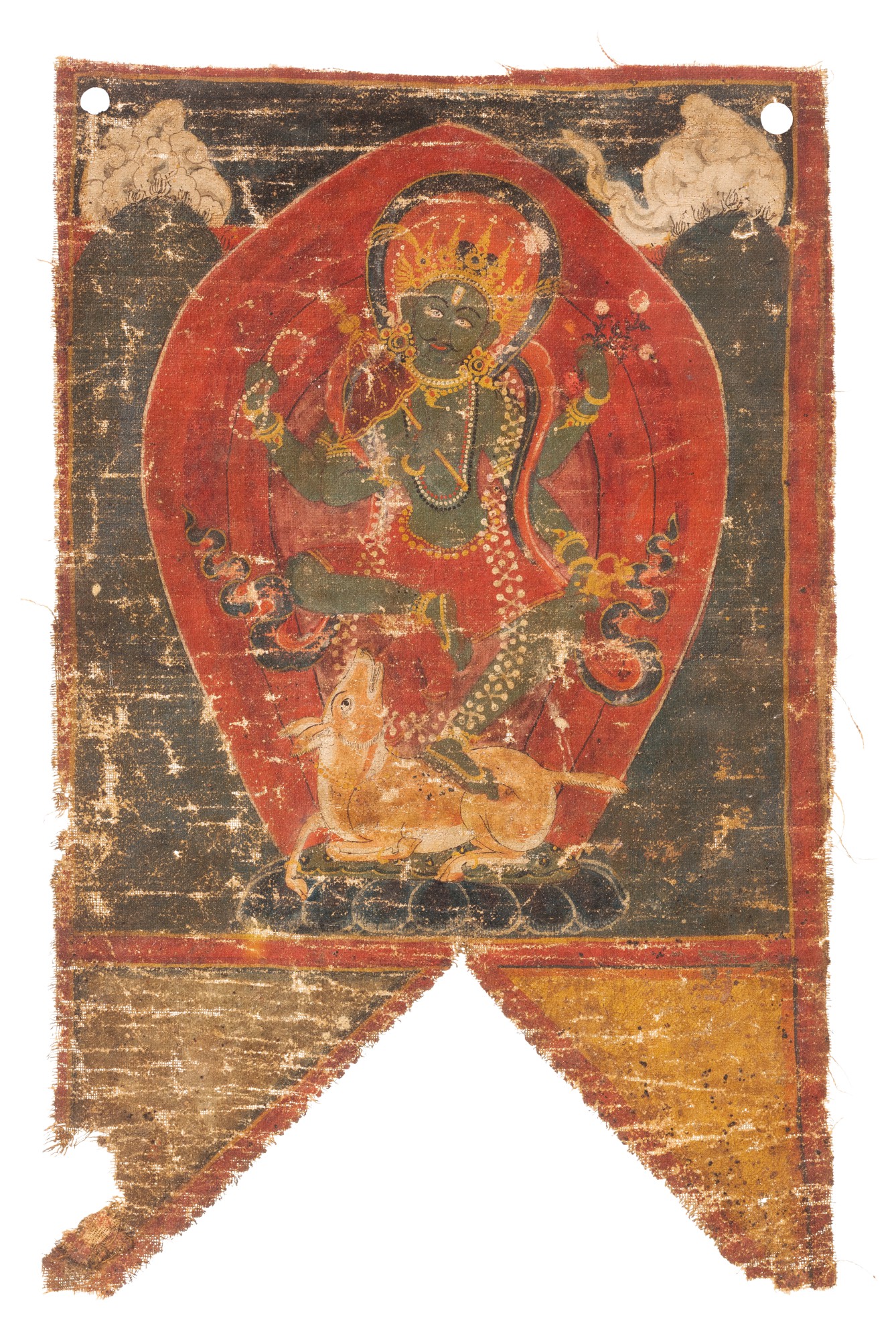 A double-sided Shaivite paubha — 尼泊爾 十八世紀 濕婆教派雙面帛画 設色布本 鏡框