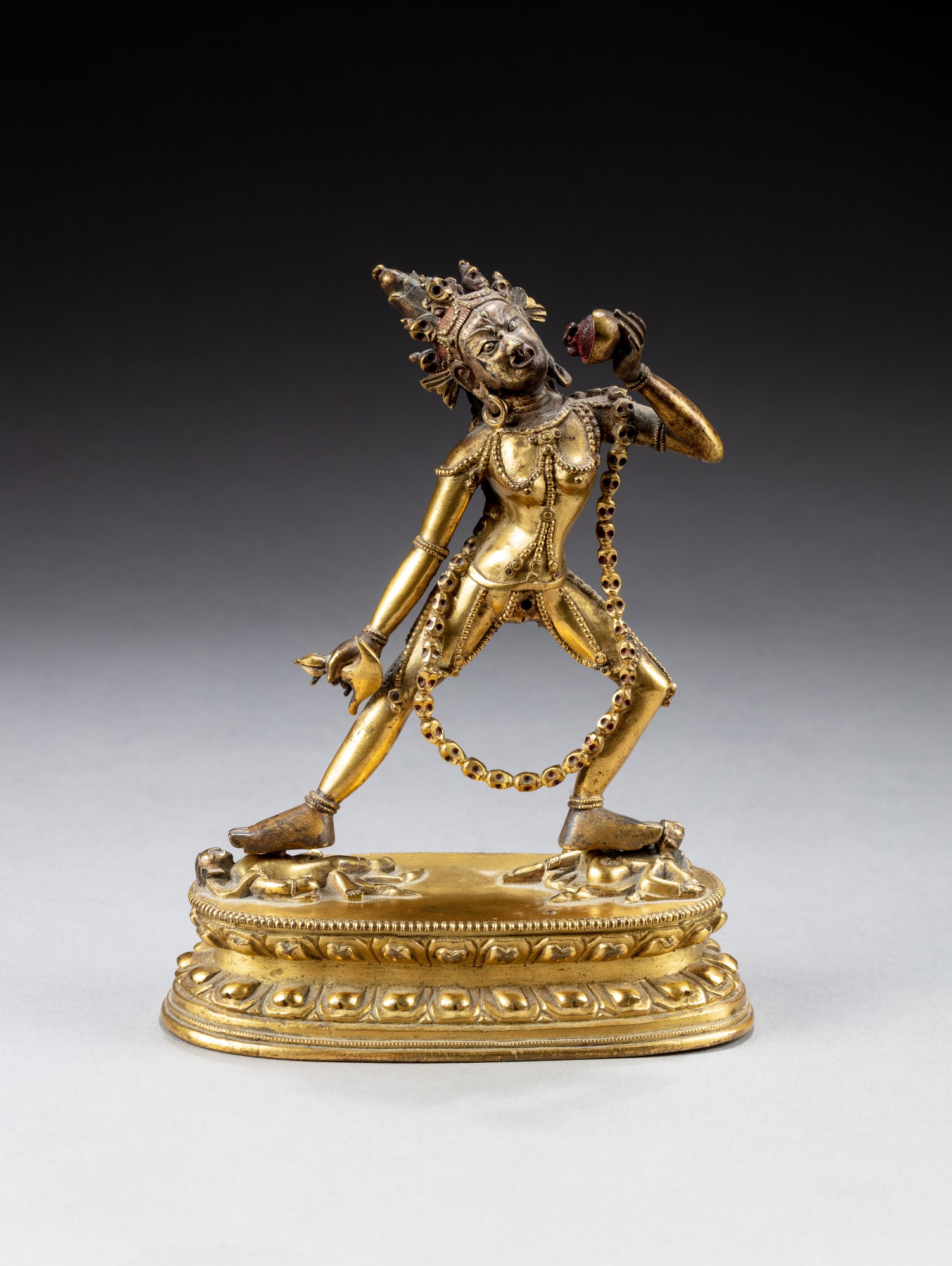 A rare gilt-bronze figure of Vajrayogini — 清十八世紀 鎏金銅瑜伽空行母立像
