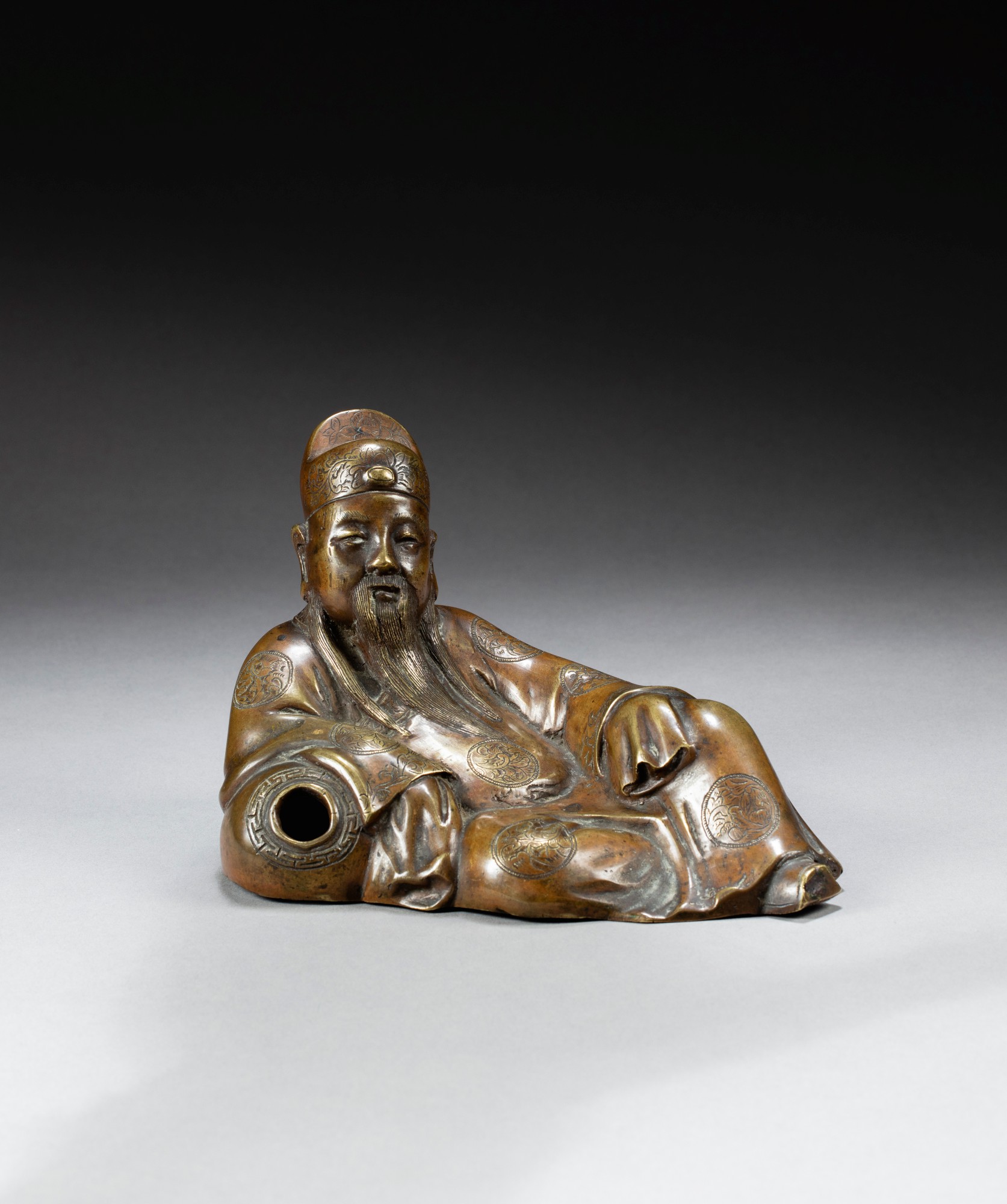 A bronze figure of poet Li Bai — 清十七至十八世紀 銅鑄李白坐像