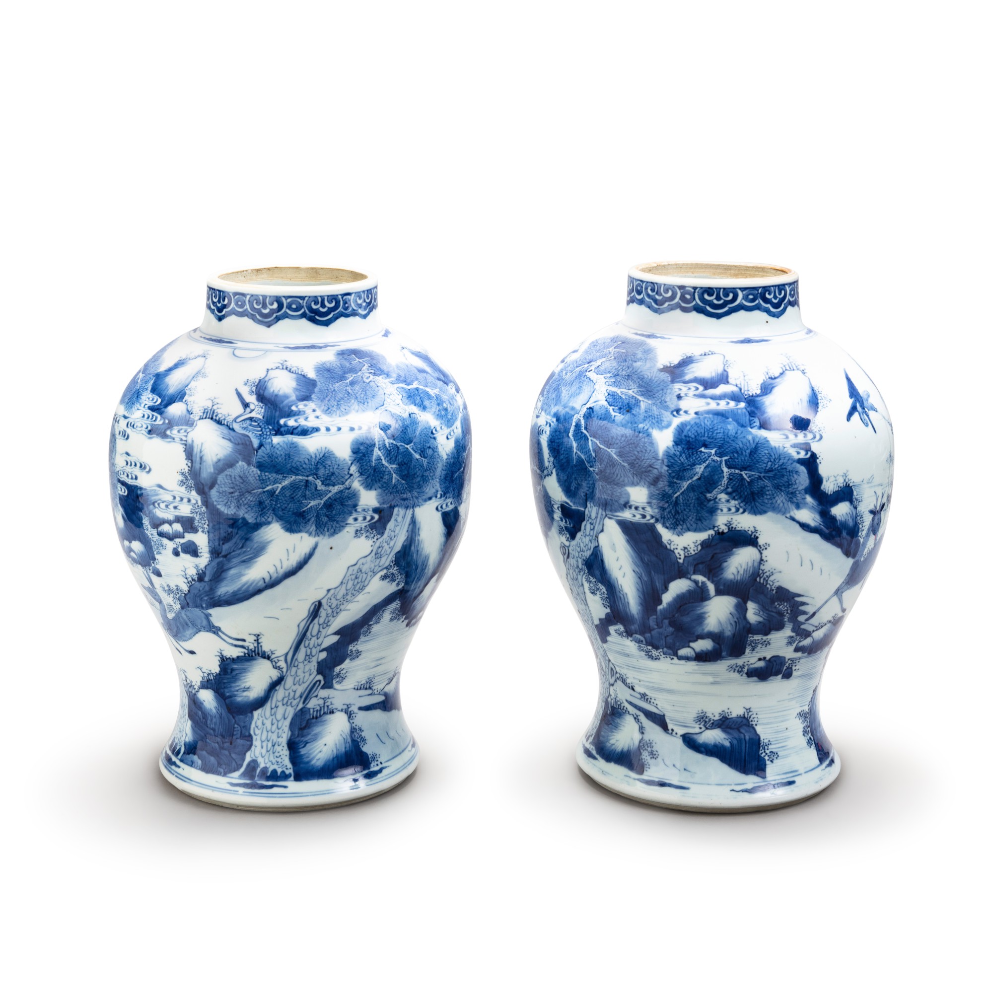 Unknown (Historical) — 清康熙 青花鹿鶴同春圖罐一對