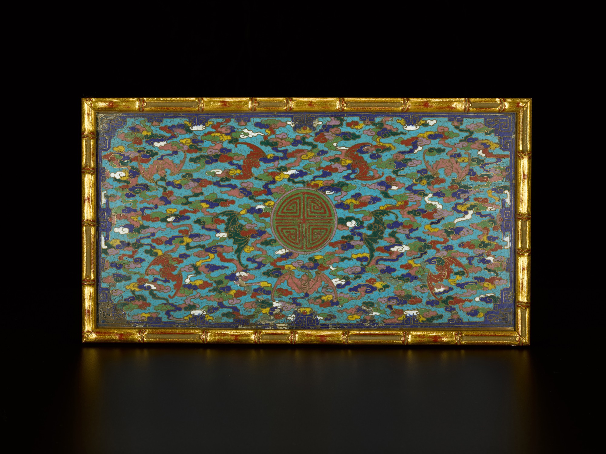 Unknown — 清十八世紀 掐絲琺瑯福壽雙全長方屏