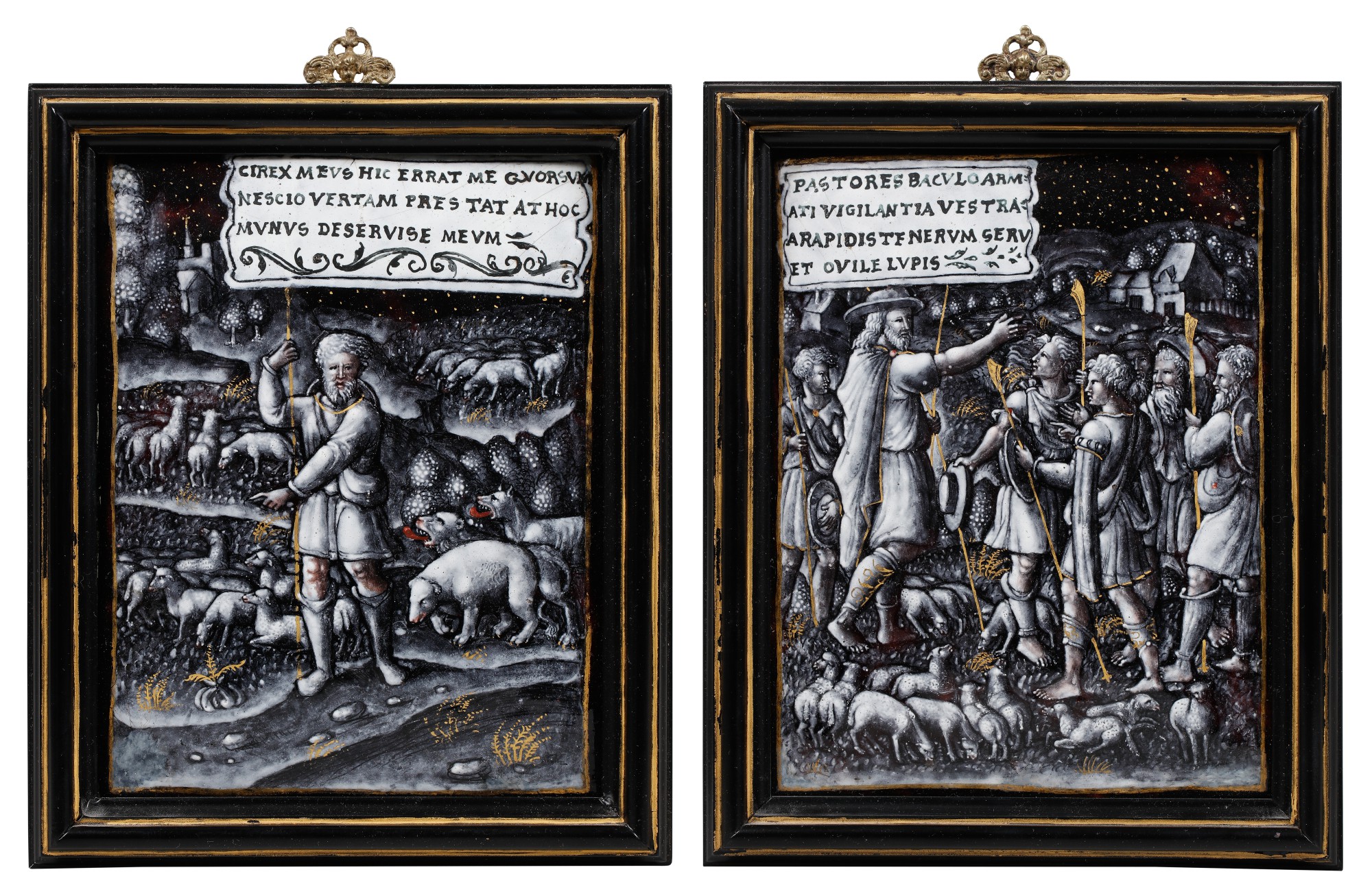 Workshop of Pierre Reymond — Paire de plaques illustrant la Parabole du bon Berger