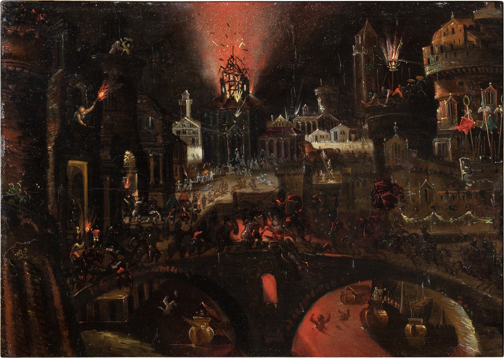 Follower of Frederick van Valckenborch — La Prise de Troie