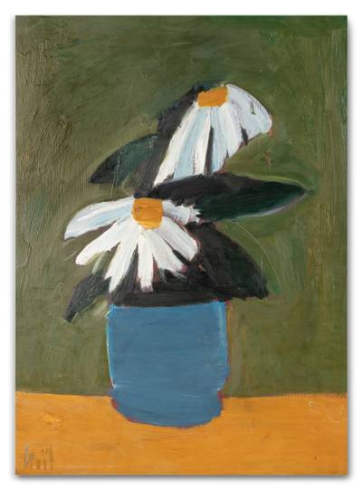 Fleurs au pot bleu