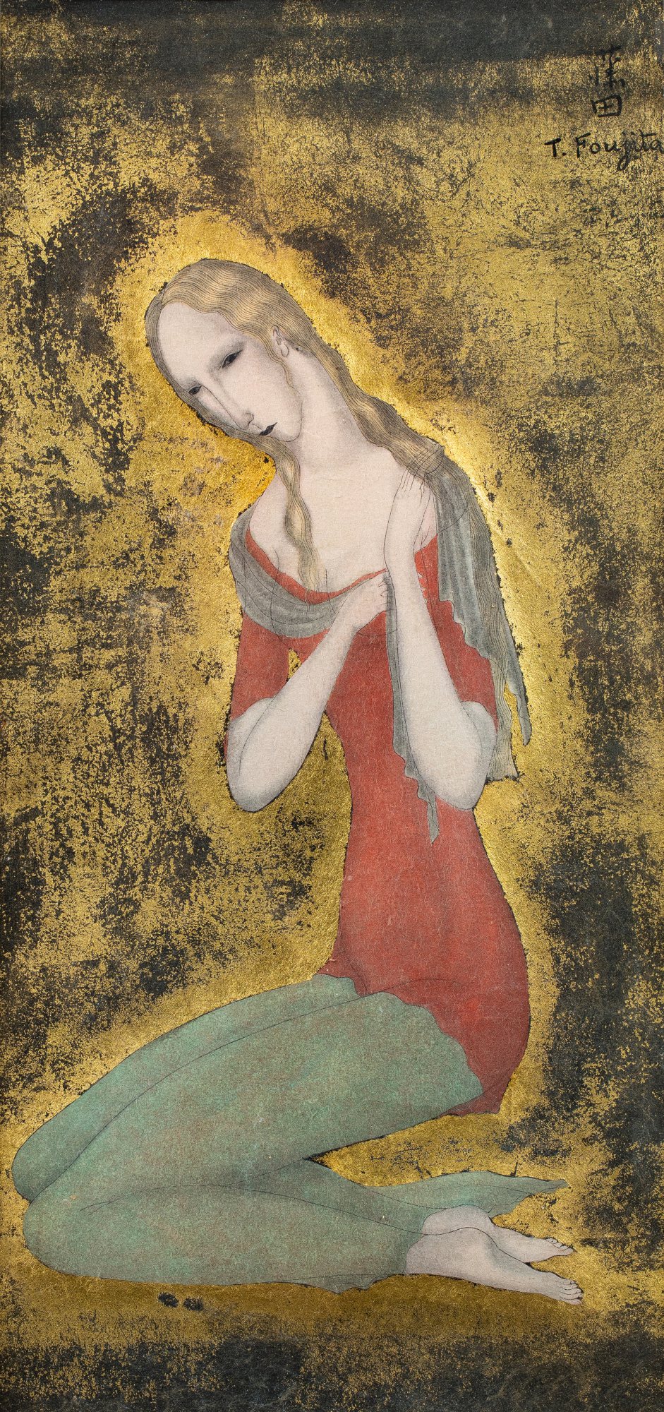 Jeune femme agenouillée