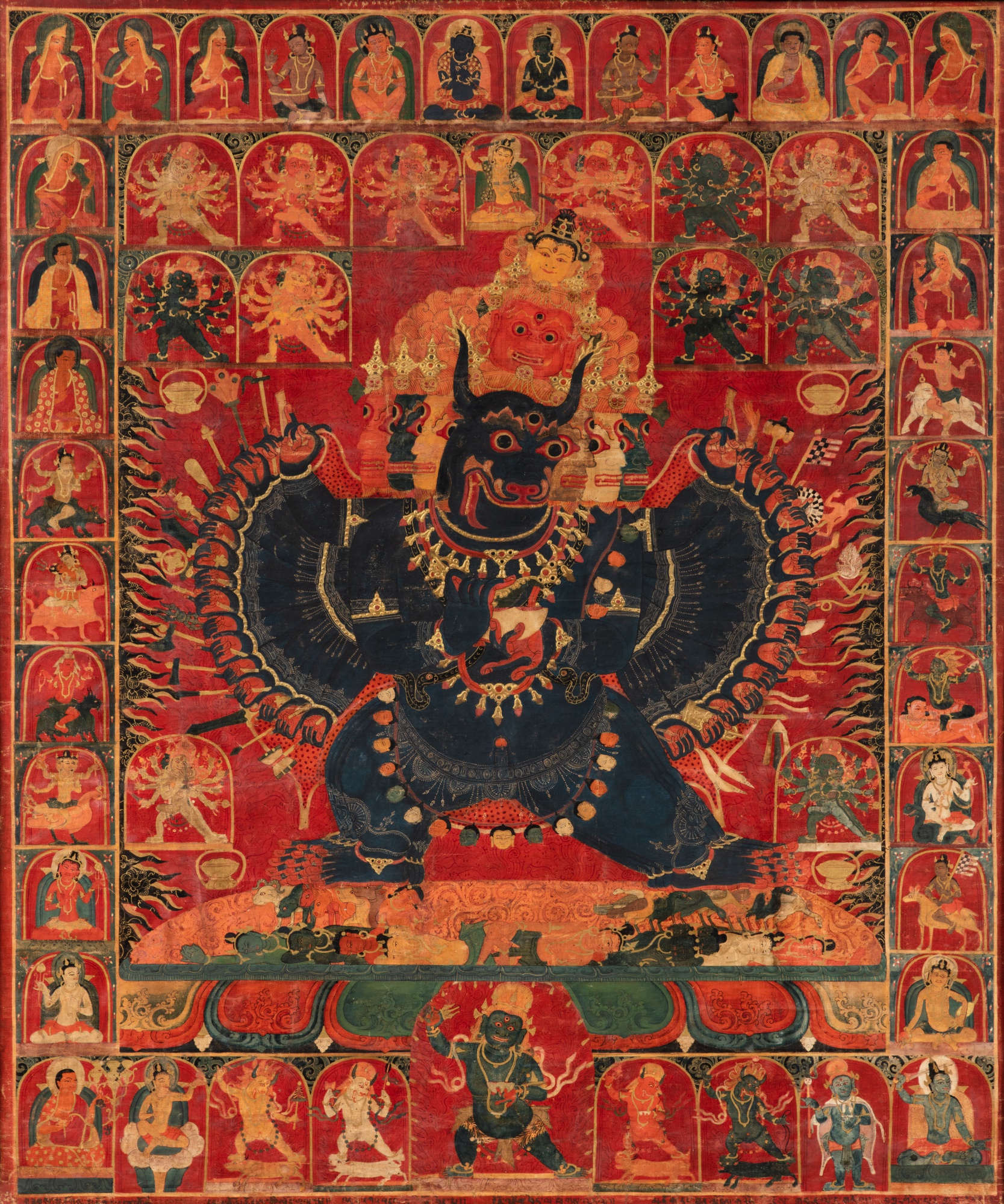 Unknown — 西藏 十五世紀 獨雄大威德金剛唐卡 設色布本