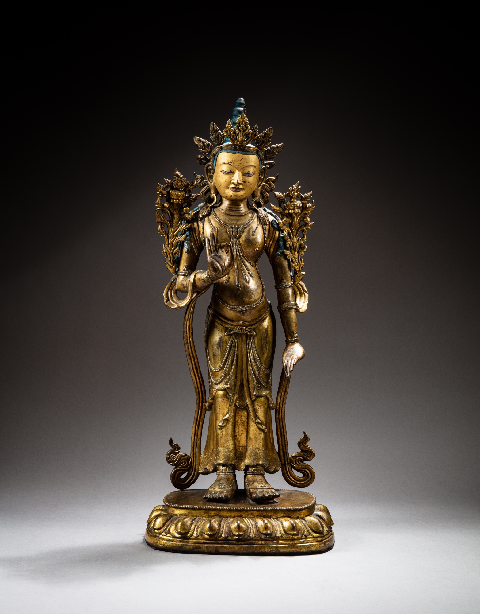 Unknown (Historical) — 清十八世紀 鎏金銅彌勒佛立像