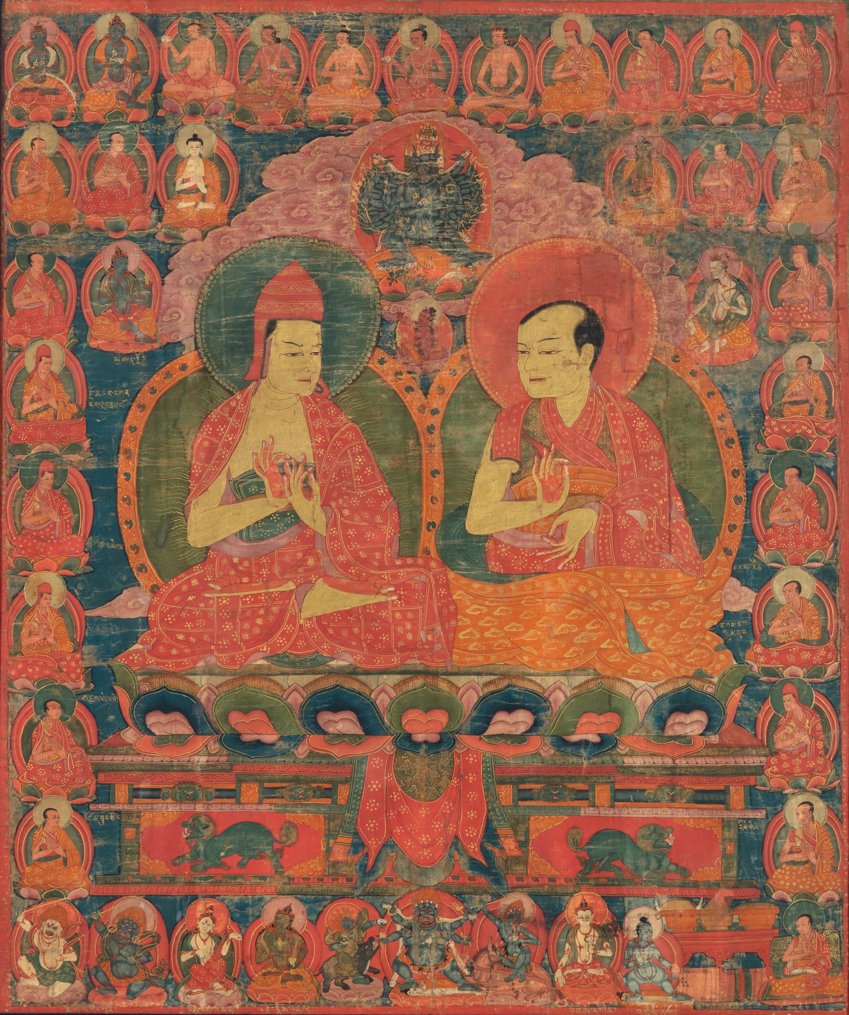 Unknown (Historical) — 西藏 十六世紀 嘎雅達拉及卓彌大譯師釋迦智唐卡 設色布本