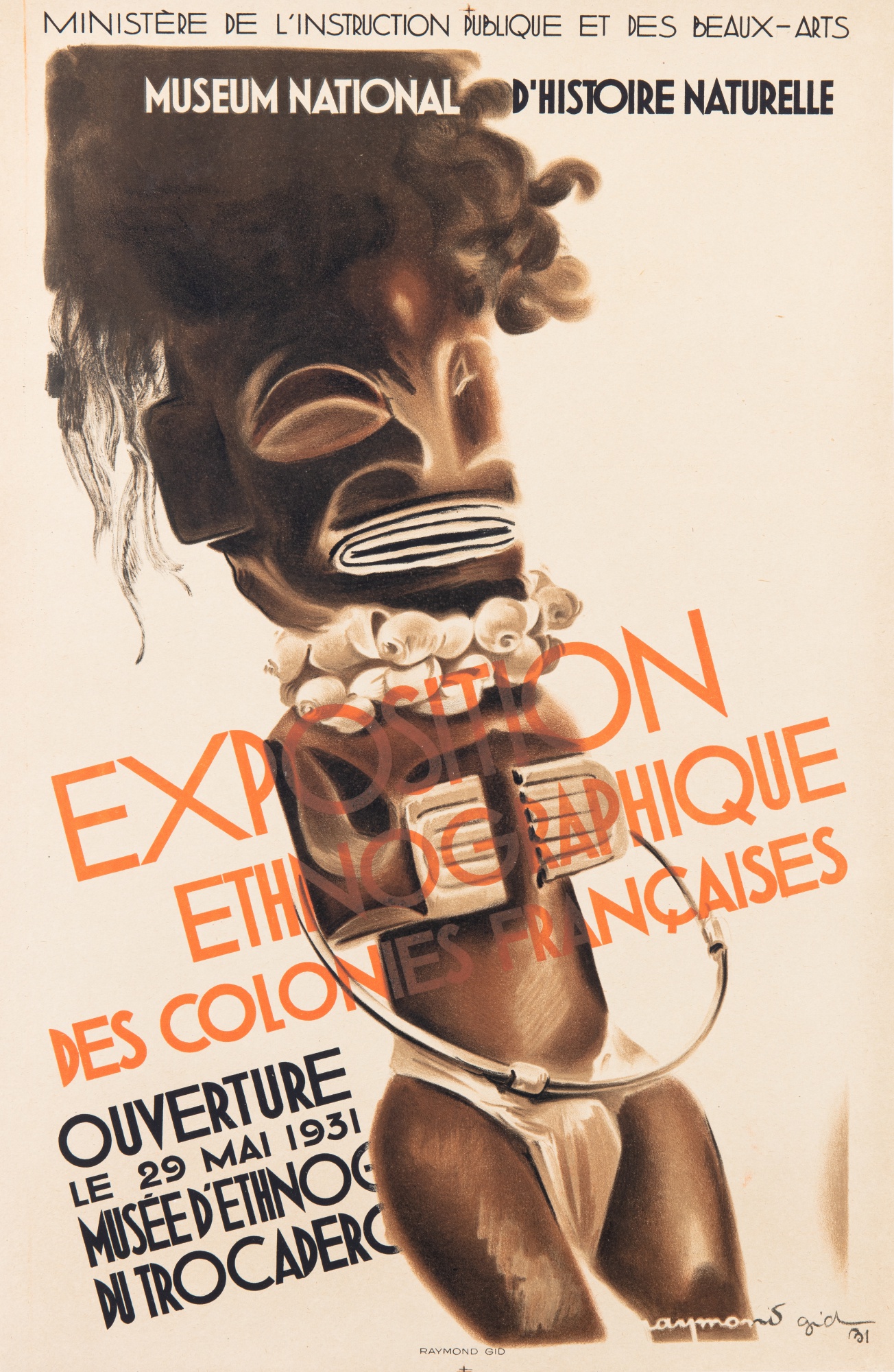 Affiche, "Musée national d'histoire naturelle", par Raymond Gide, 1931 — Poster, "Musée national d'histoire naturelle", by Raymond Gide (1905-2000), 1931
