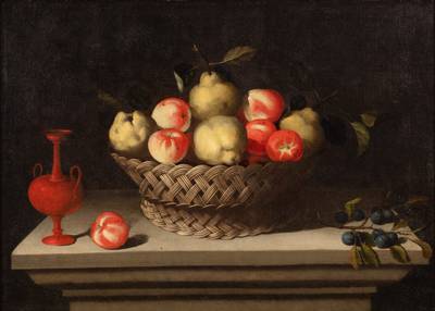 Nature morte aux pommes et aux poires dans un panier