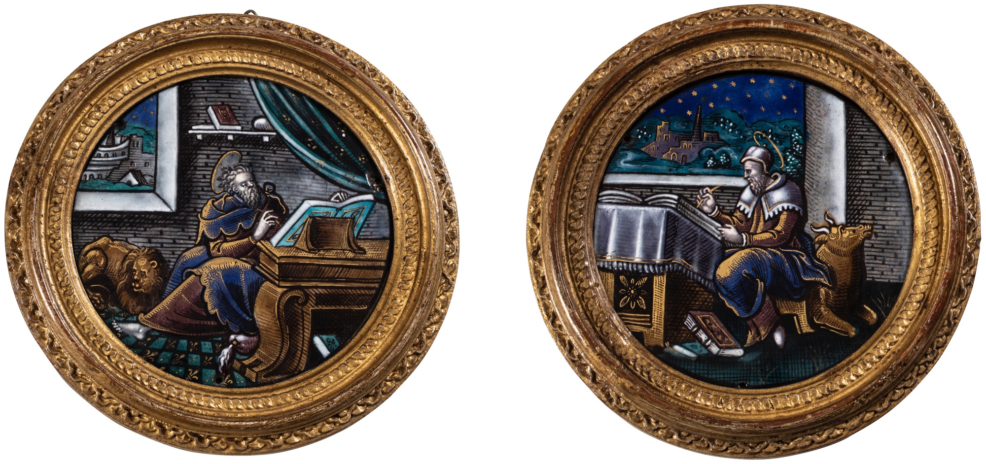 Attributed to Pierre II Veyrier — Paire de médaillons avec Marc & Luc