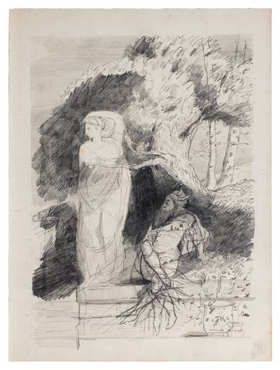 Le Faune et la statue (recto); Femme assise sous un arbre (verso)