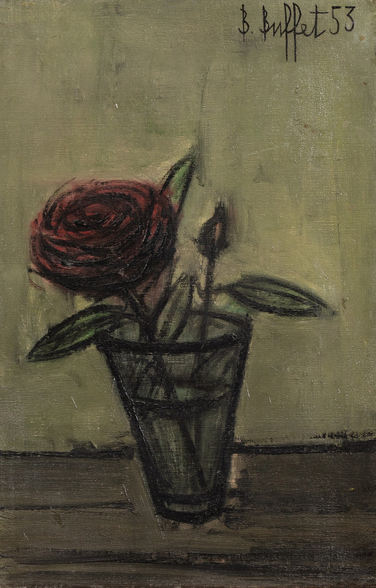 Bernard Buffet — Rose dans un vase