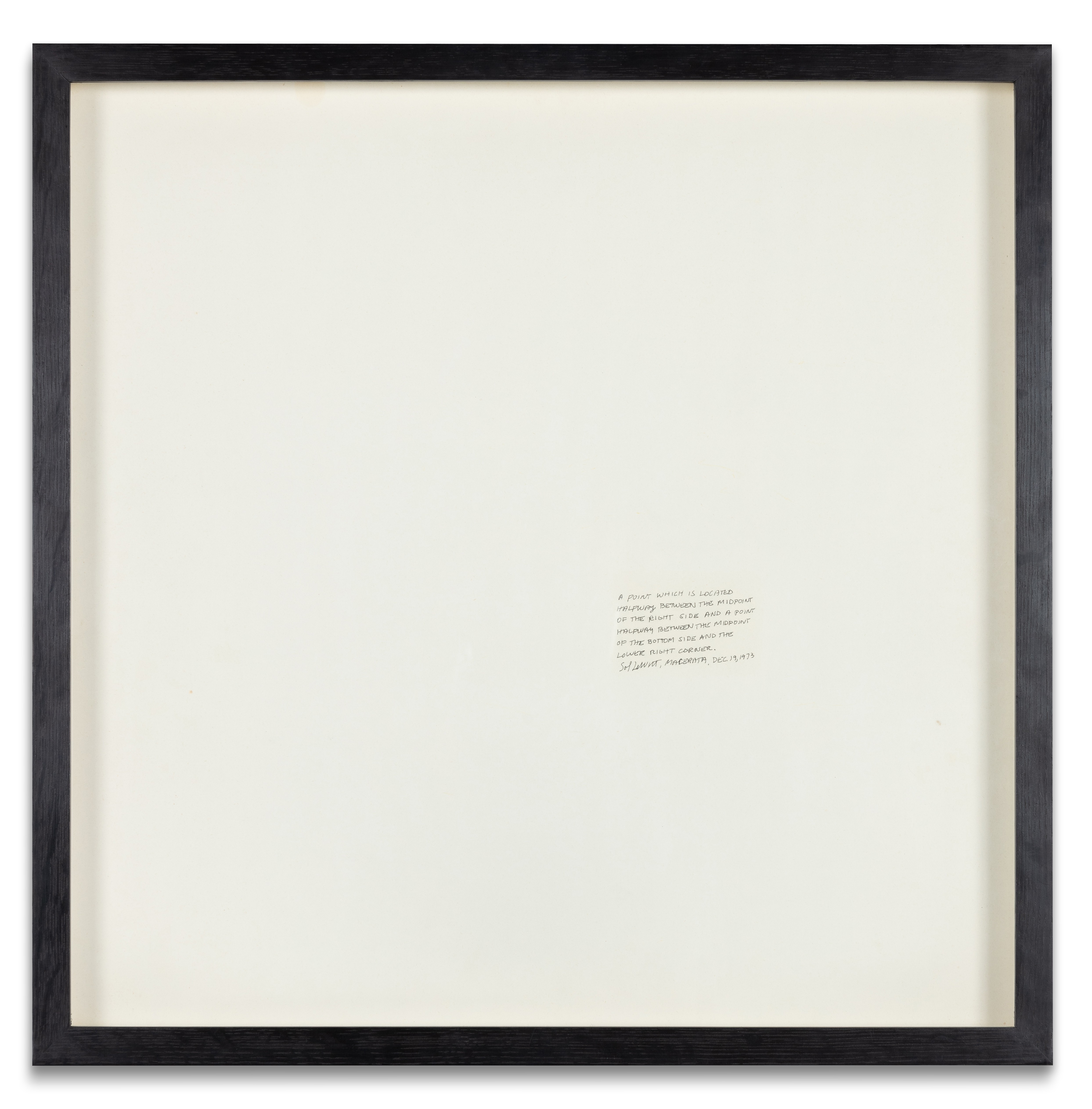 Sol LeWitt — A point which is located halfway between the midpoint of the right side and a point halfway between the midpoint of the bottom side at the lower right corner (double-sided)