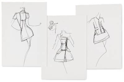 Three original sketches for fashion Trois croquis de mode originaux