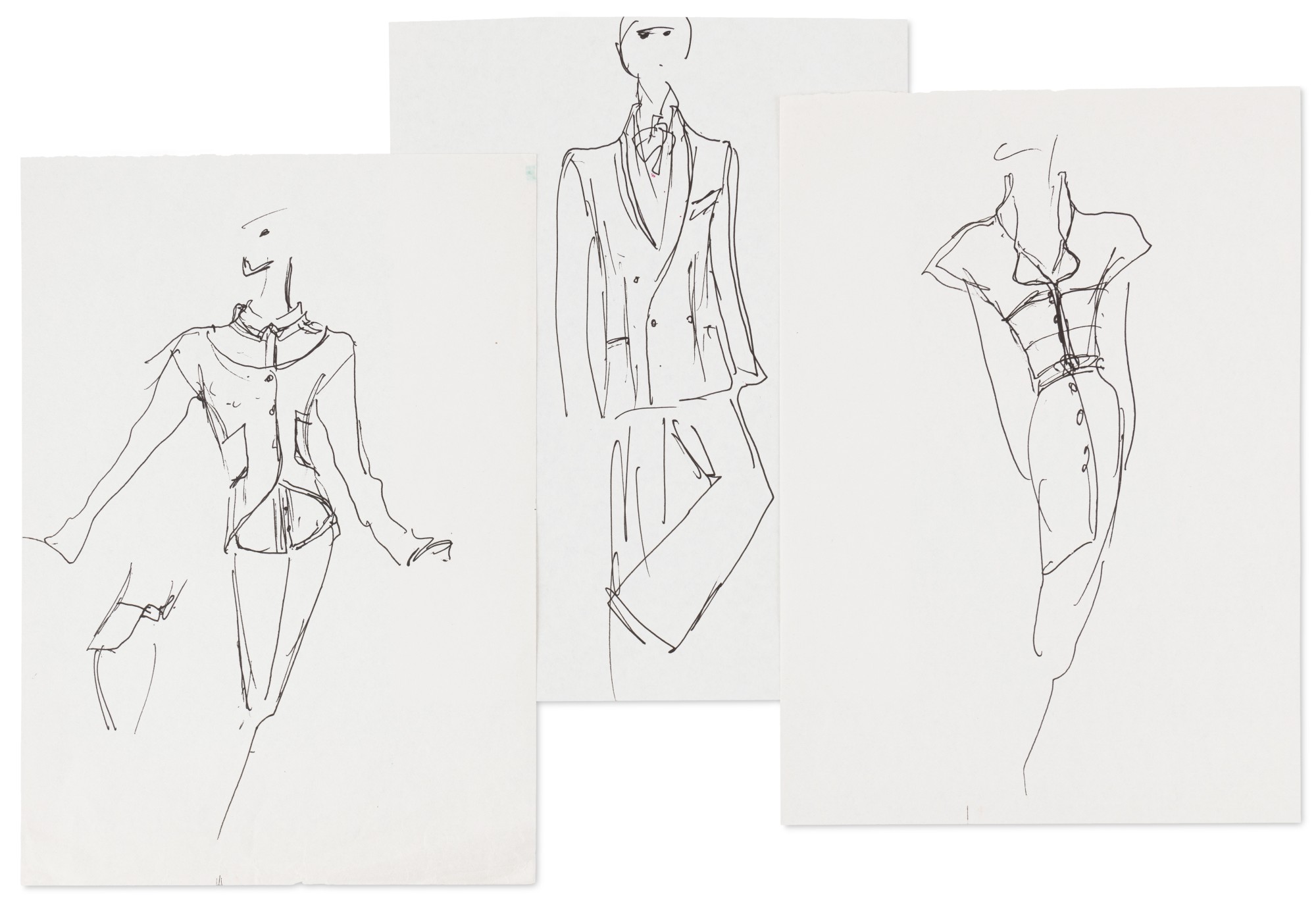 Trois croquis de mode originaux