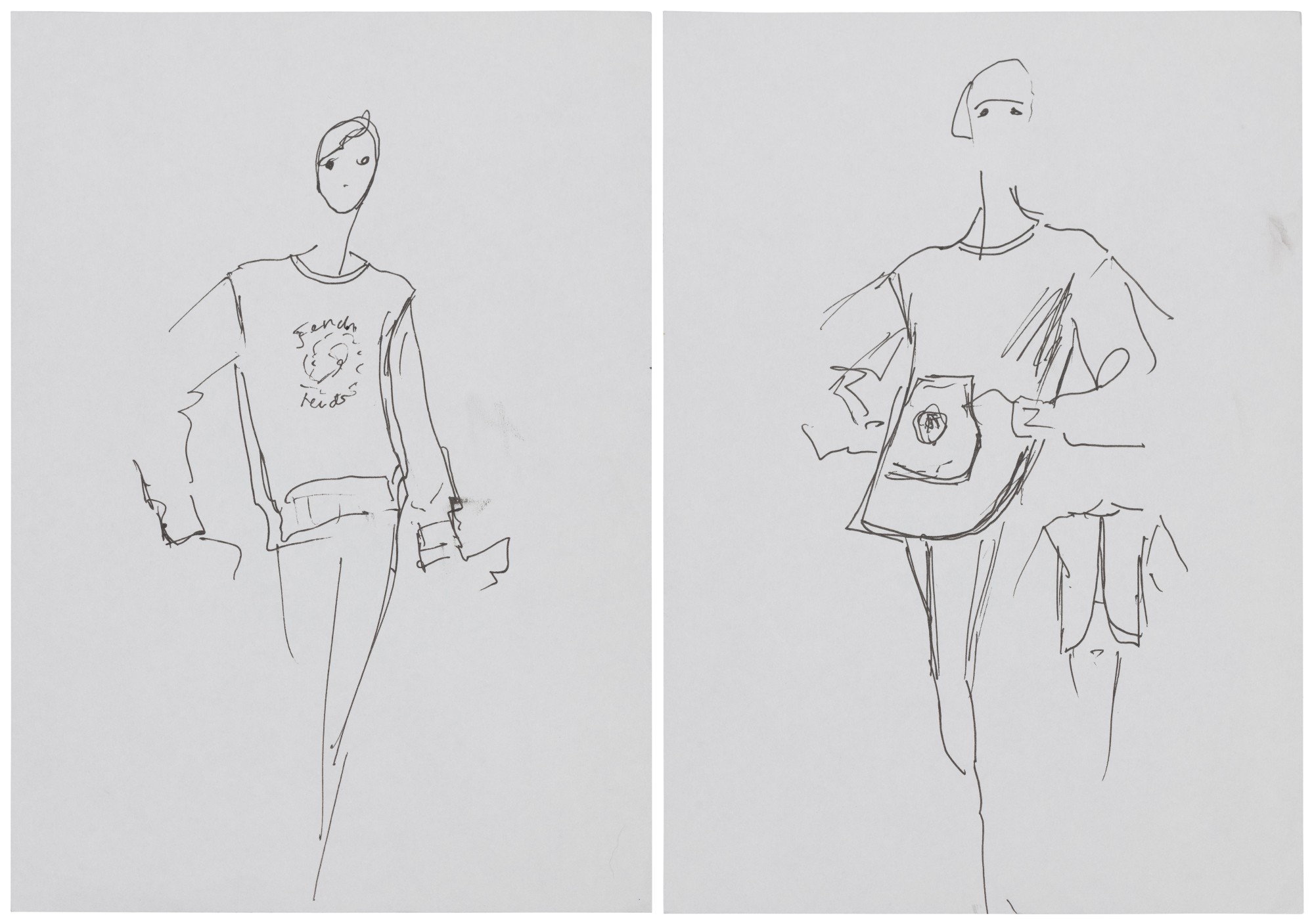 Deux croquis de mode