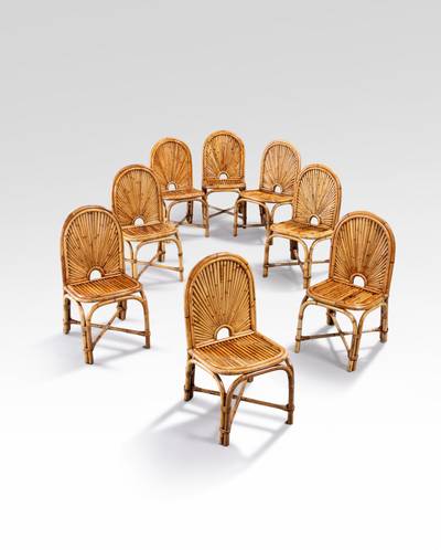 Ensemble de huit de chaises, série Rising Sun