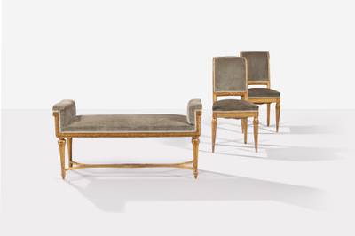 Paire de chaises et une banquette 